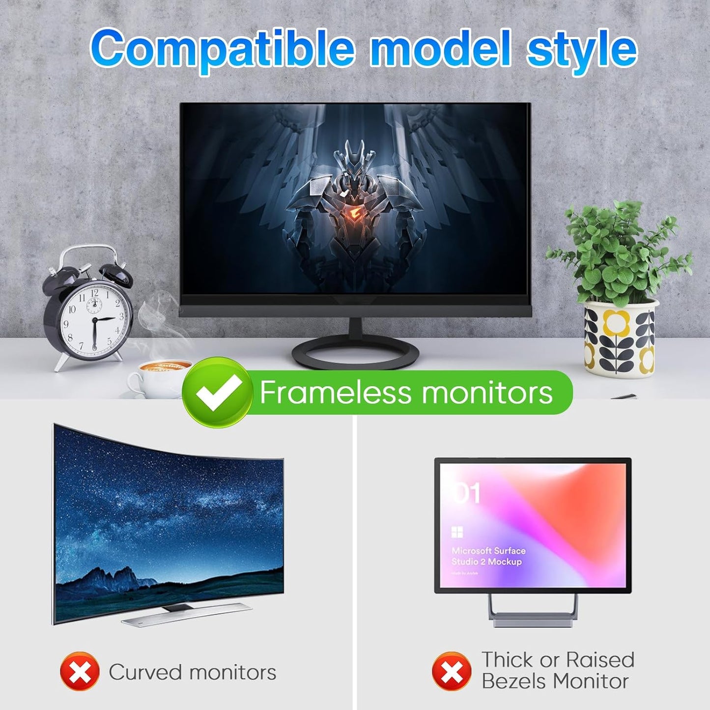 Magnetic Computer Privacy Screen 24 Inch, Removable Hanging Privacy Screen Shield for Frameless Monitor 16:9 Widescreen, Anti Blue Light Privacy Filter, Anti-Glare Protector