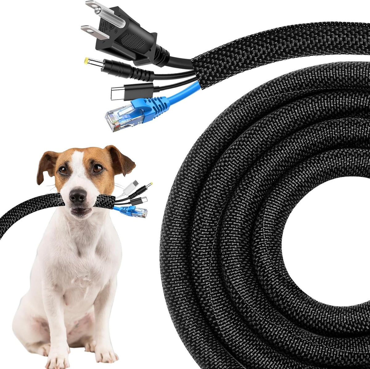 Secbolt Cord Protectors from Pets No Chew, 10ft - 1 inch Ultra Durable Cord Covers for Pets, Bite-Resistant Cable and Wire Protector for Cats, Dogs, Rabbits - Black