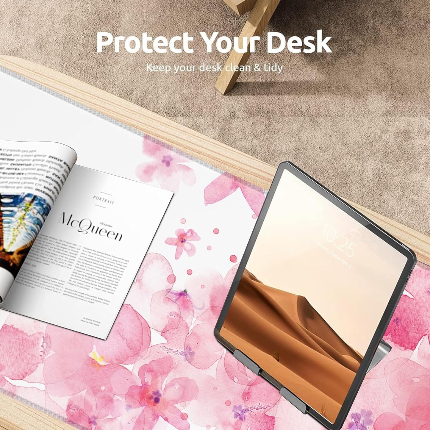 Daisy Gaming Mouse Pad, Large Office Desk Mat, Anti-Slip Rubber Base Mousepad for Computer Laptop Keyboard, Smooth Desk Pad for Home Office Gamer Work Accessories 31.5" x 11.8"