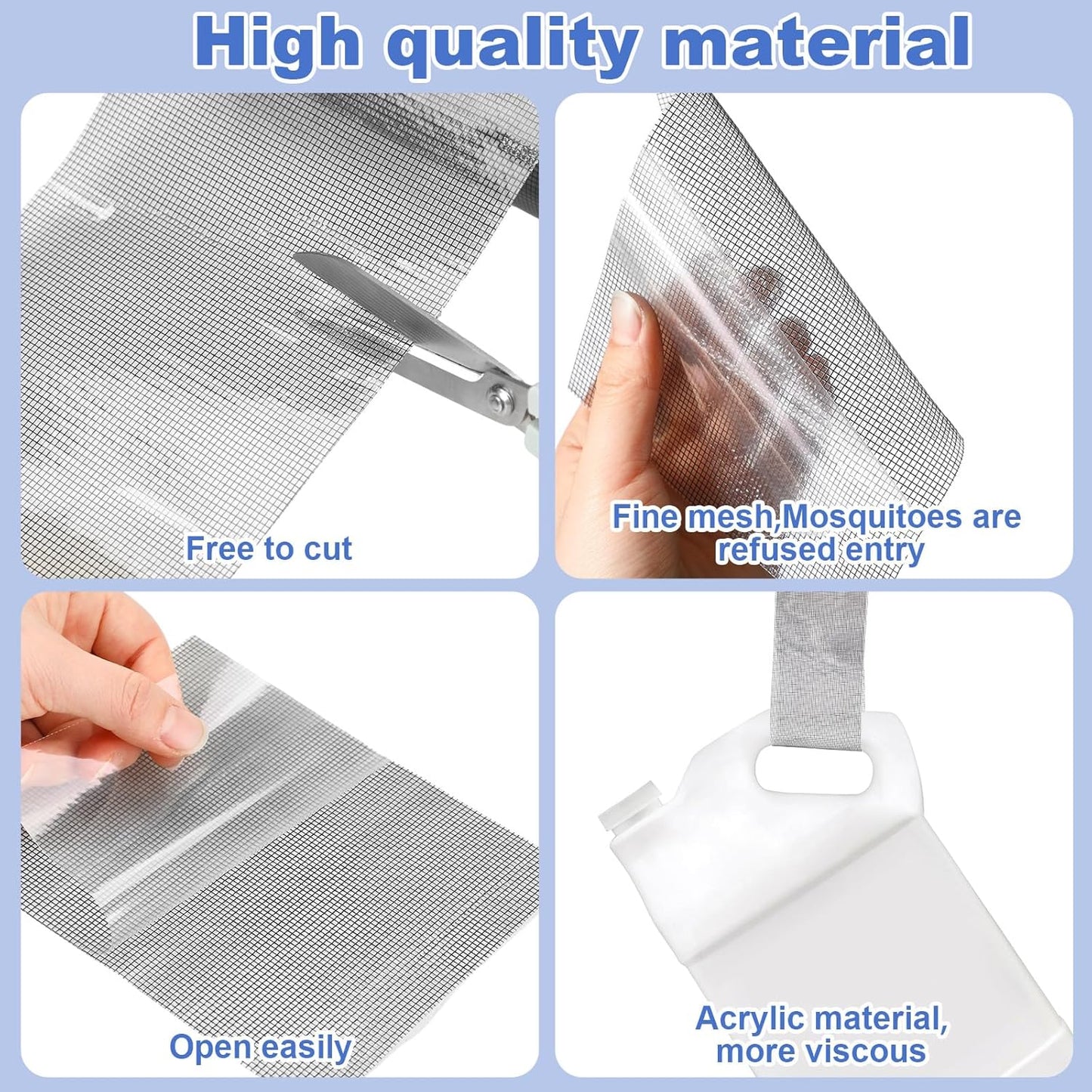 Extra Wide 8 inch x 20 ft Window Screen Tape Mesh Repair Strong Adhesive Waterproof Fiberglass Screen Repair Kit Patch for Window Door Tears Holes(Black)