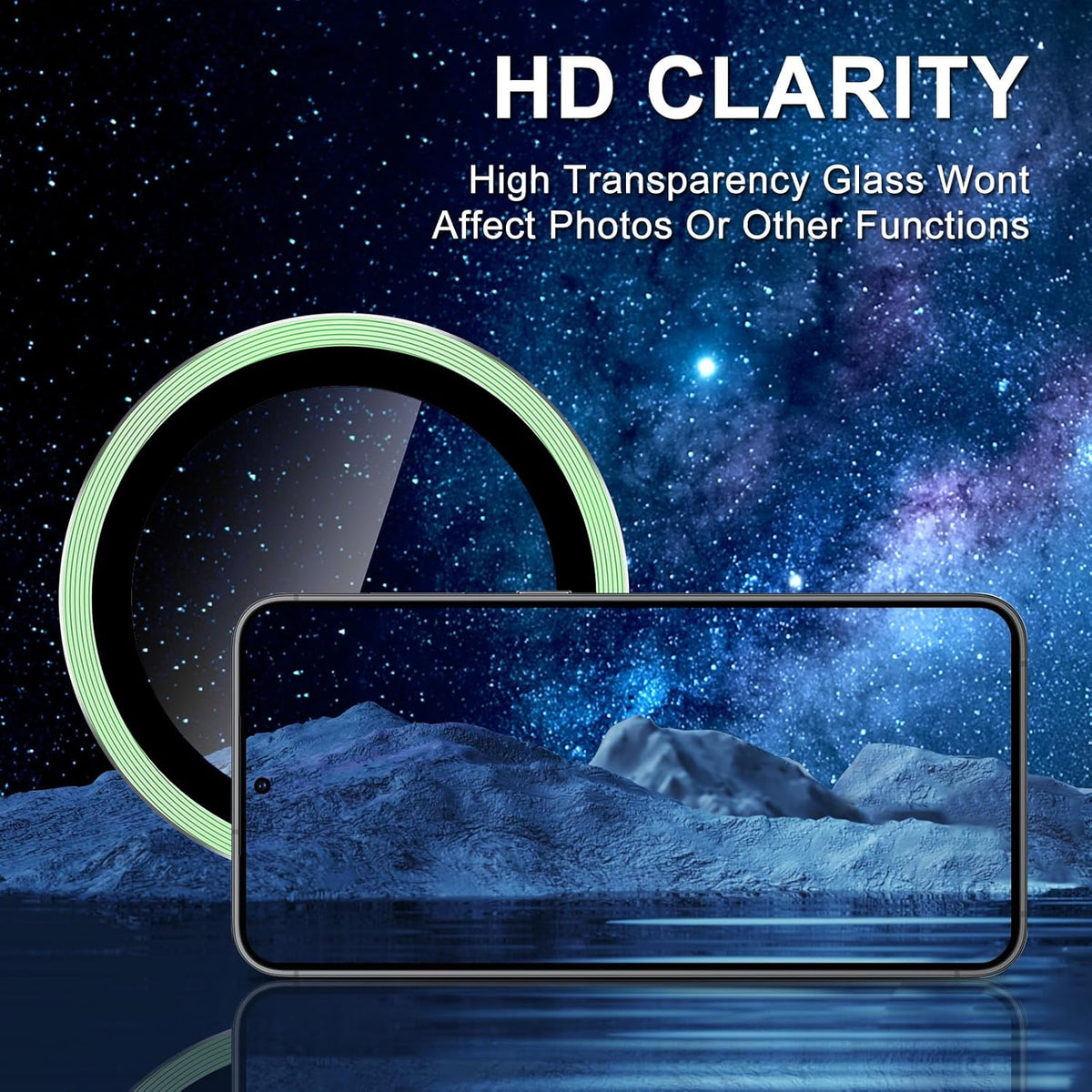 for Samsung Galaxy S25 Plus Camera Lens Protector, Individual Metal Ring Tempered Glass Lens Cover, [Strong Adsorption] Scratch Resistant Ultra-Thin HD Clear Lens Cover, 1 Set-Light Green