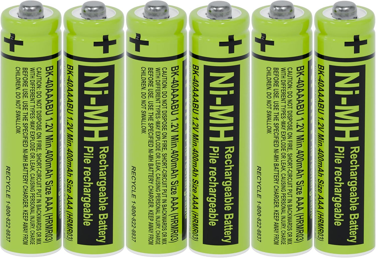 RocketBus 6-Pack BK-40AAABU Replacement 1.2V 400mAh Battery for Panasonic Cordless Phone System BK40AAABU