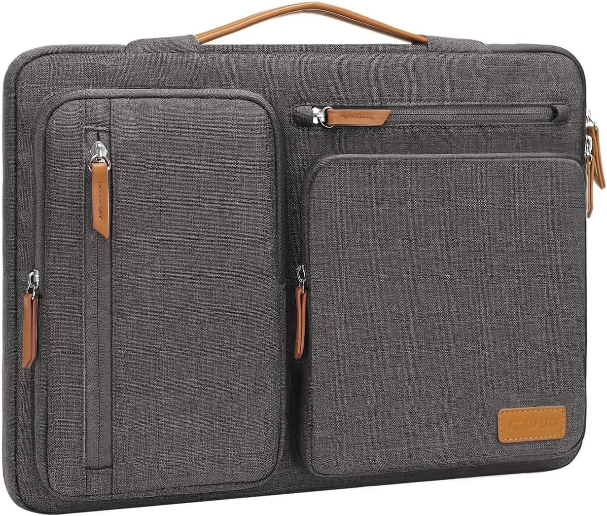 MOSISO 360 Protective Laptop Case 16 inch, 15-15.6 inch Laptop Sleeve Compatible with MacBook Pro 16, HP, Acer, Dell, Lenovo, ASUS, Side Open Carrying Case with 4 Zipper Pockets&Handle, Taupe Gray