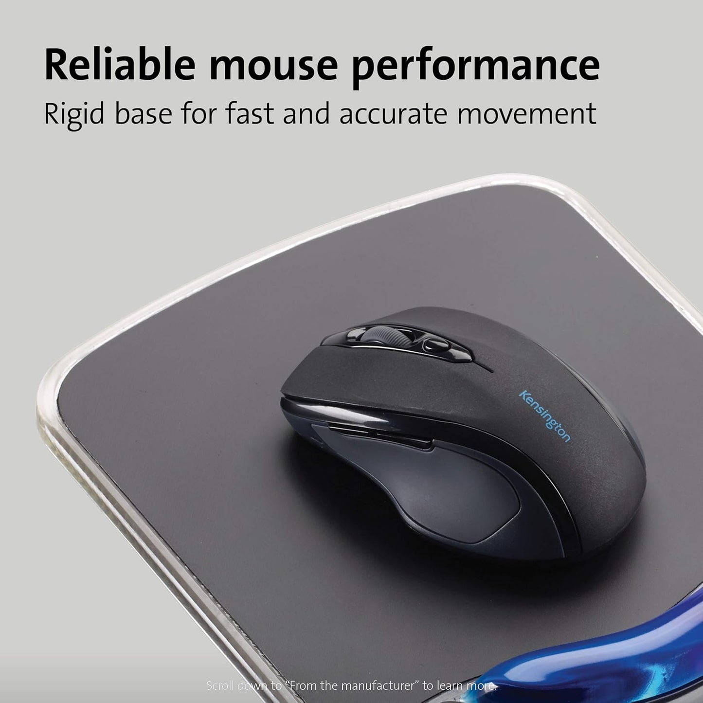 Kensington Duo Gel Mouse Pad with Wrist Rest, Ergonomic Wrist Support for Pain Relief, Comfortable Non-Skid Gel Pad for Computer, Laptop, Office & Home 9.6" x 7.6", Blue K62401AM