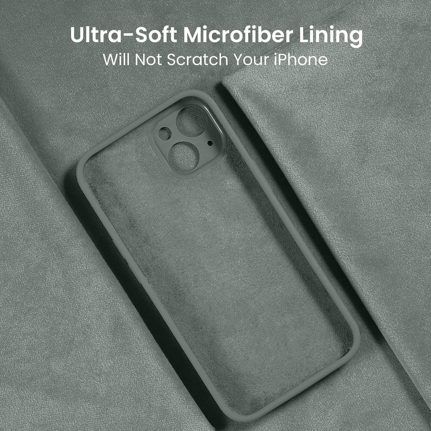 FireNova Designed for iPhone 15 Case, Silicone Upgraded [Camera Protection] Phone Case with [2 Screen Protectors], Soft Anti-Scratch Microfiber Lining Inside, 6.1 inch, Calke Green