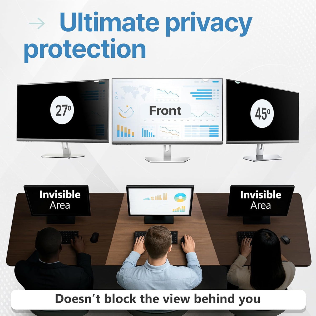 VINTEZ 23.8 Inch 16:9 Privacy Screen for Computer Monitor and Laptop - Anti Glare Protector Film Blue Light Filter Eye Protection - Computer Screen Privacy Shield, [1 Pack]