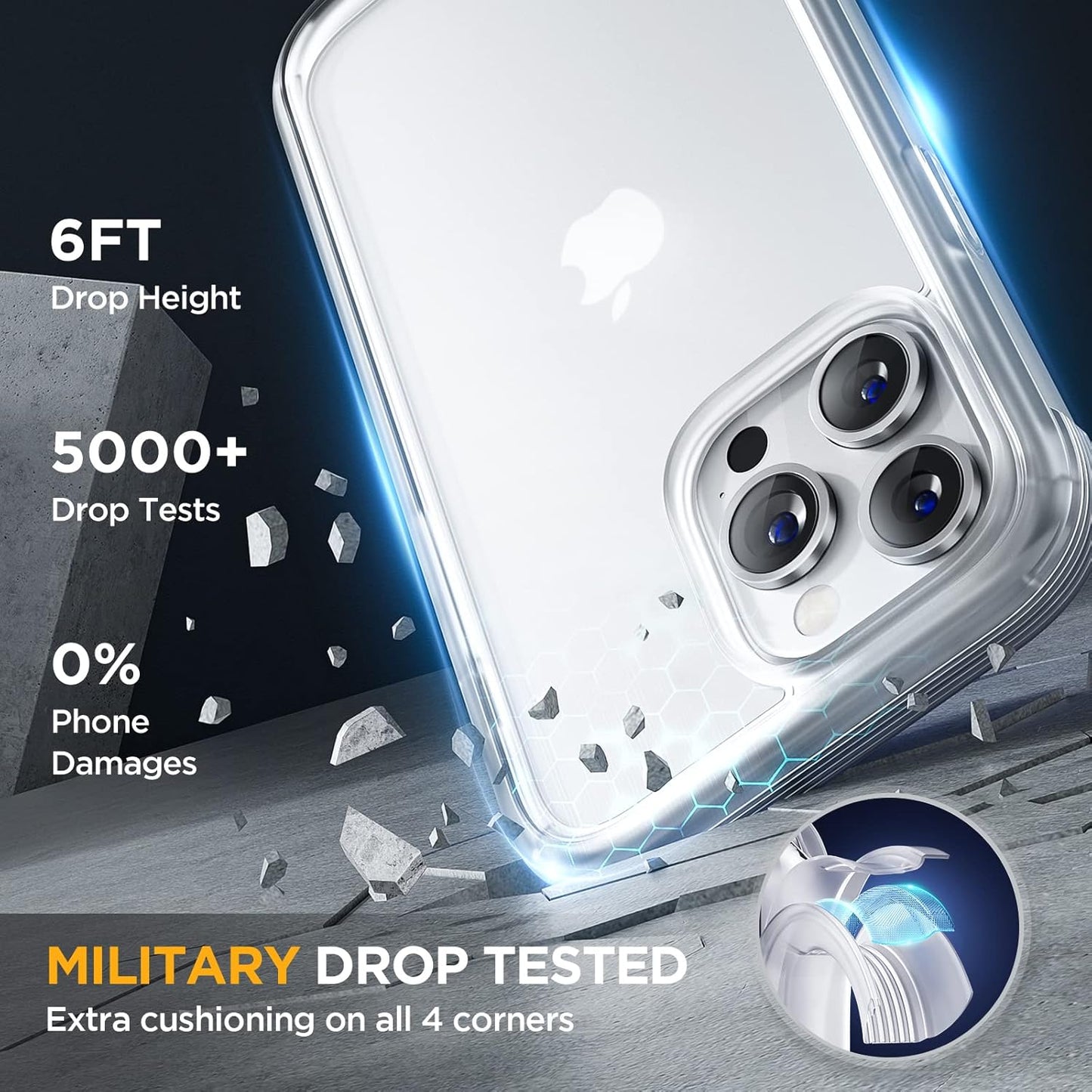 Miracase Glass Series Designed for iPhone 14 Pro Case 6.1 Inch, Upgrade Full-Body Bumper Case with Built-in 9H Tempered Glass Screen Protector, with Camera Lens Protector, Matte Clear