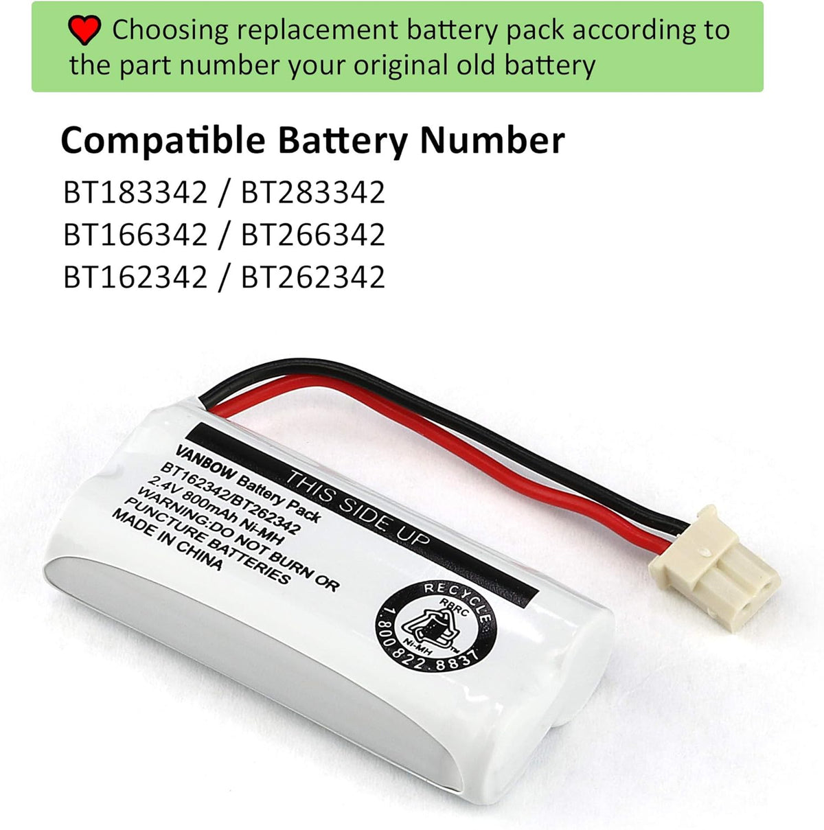BT183342 BT283342 BT166342 BT266342 BT162342 BT262342 Cordless Phone Battery Compatible with CS6114 CS6419 CS6719 EL52300 CL80112 CS6719-2 Cordless Handsets (Pack 3)