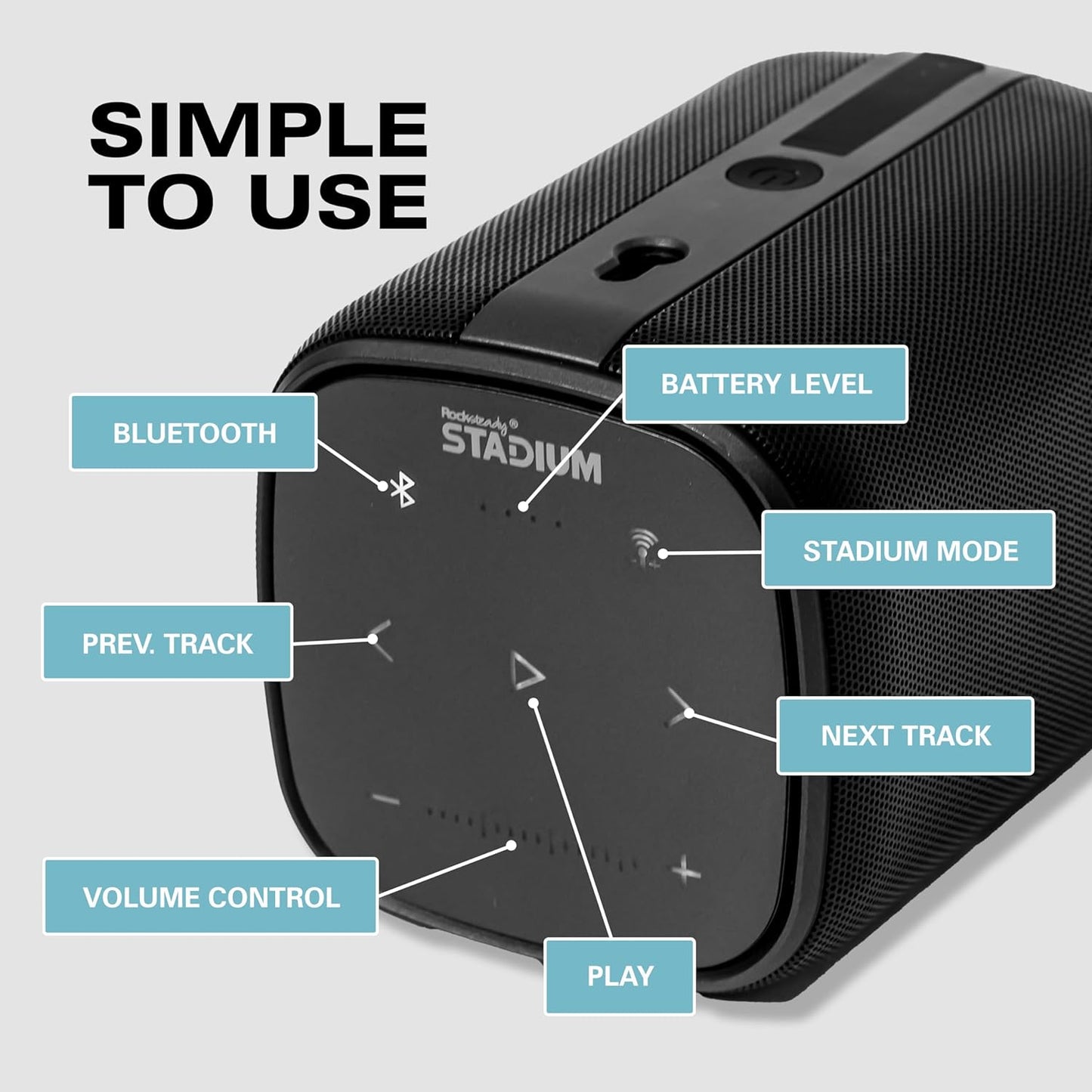 Rocksteady Stadium 2: Single Speaker - Immersive, connectible, and up to 150 ft of Range. Up to 30 Hours of Battery Life.