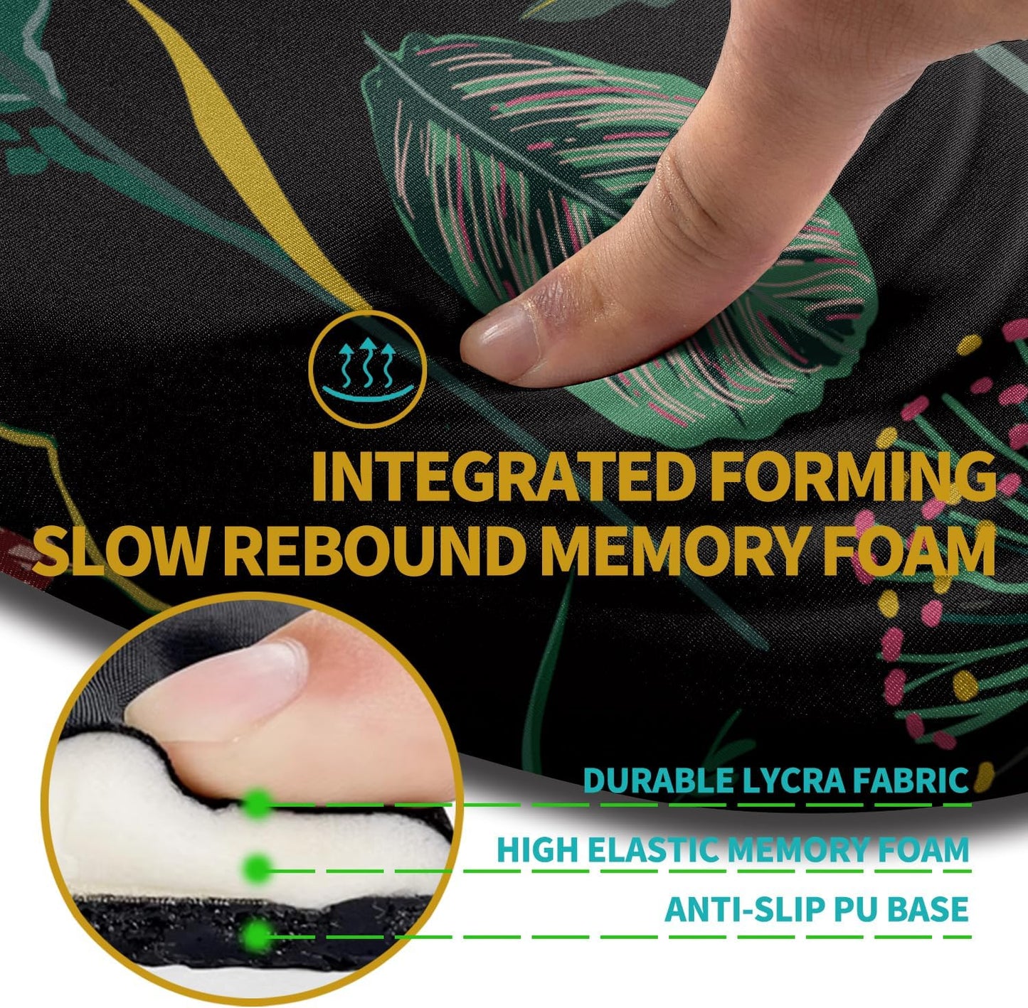 Hokafenle Ergonomic Mouse Pad Wrist Support with Stepped-Wedge Design, Wrist Rest Pain Relief Mousepad Filled with Memory Foam, Carpal Tunnel Mousepad for Wireless Mouse(12x8 inch, Botanical Flowers)
