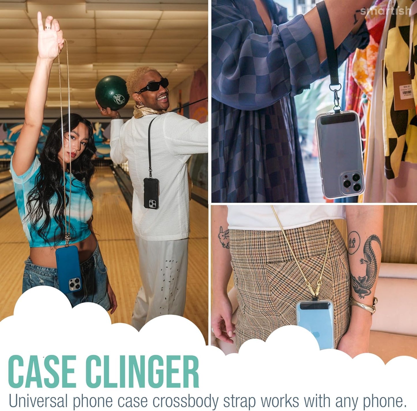 Smartish Phone Lanyard - Case Clinger - Universal iPhone Holder w/Detachable Crossbody Shoulder Neck Strap Compatible w/All Phone Cases - Gold Snake Chain