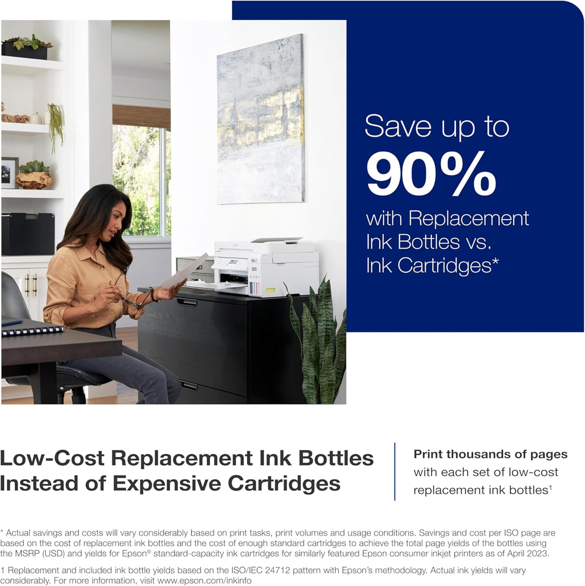 Epson EcoTank ET-4800 Wireless All-in-One Cartridge-Free Supertank Printer with Scanner & ® Workforce® Pro WF-3820 Wireless Color Inkjet All-in-One Printer, Black Large