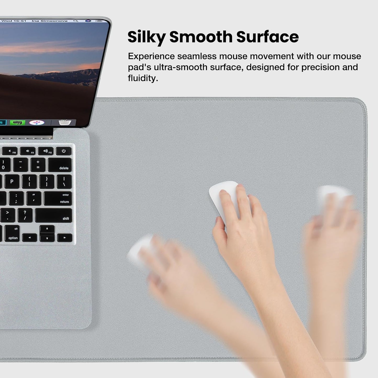 ALOANES Waterproof Mouse Pad with Durable Stitched Edge, XXXL Gaming Keyboard Pad, Non-Slip Rubber Base Mouse Mat, Extended Desk pad for Gamer, Office & Home, Gray Mousepad 35.4''x 15.7''x 0.12''