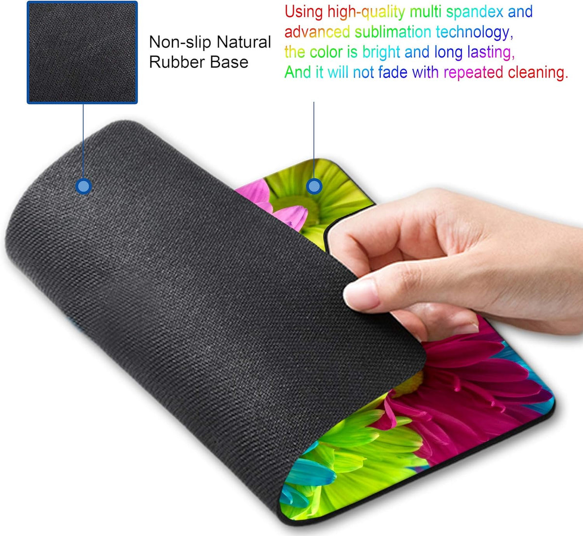 Watercolor Flower Mousepad Computer Mouse pad with Design Personalized Mouse pad for Laptop Computer Office Decoration Accessories Gift