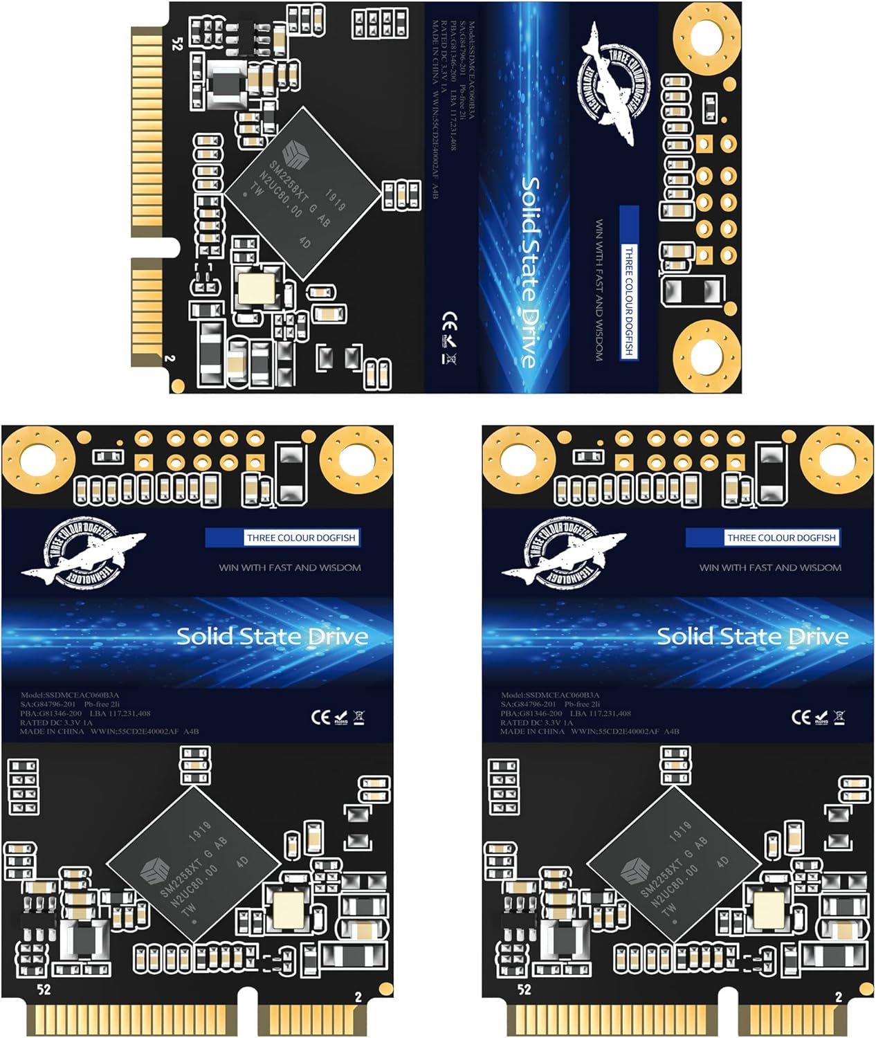 SSD MSATA 64GB Dogfish High Performance Internal Solid State Drive for Desktop Laptop 3 Unit Package Pack [64GB(3 Packs),MSATA]