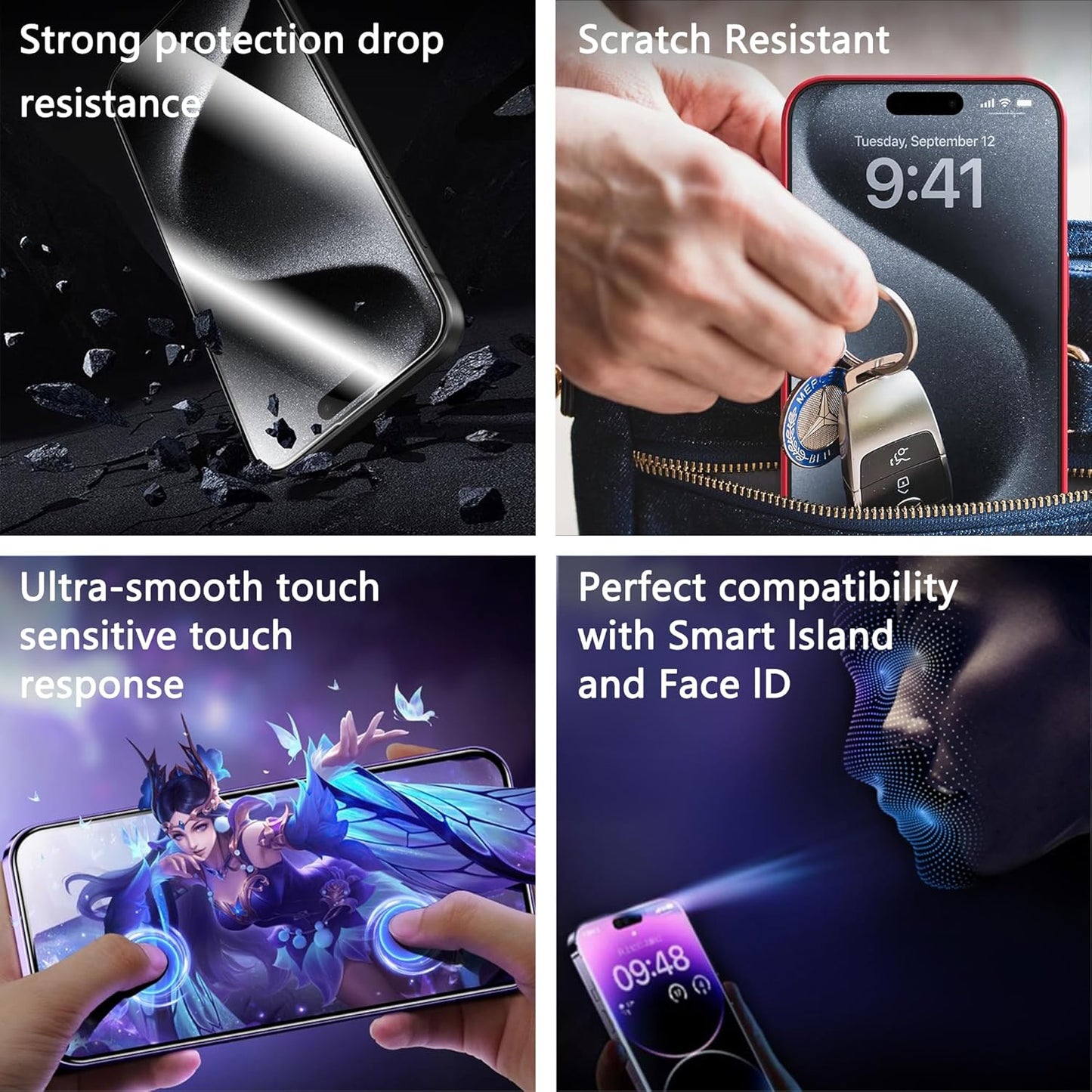 (2-Pack Ultra HD Clear Screen Protector for iPhone 12/12 Pro (6.3-Inch),9H Tempered Glass,Full Coverage,Anti-Fingerprint,Auto Dust Removal,Bubble-Free,Easy Installation