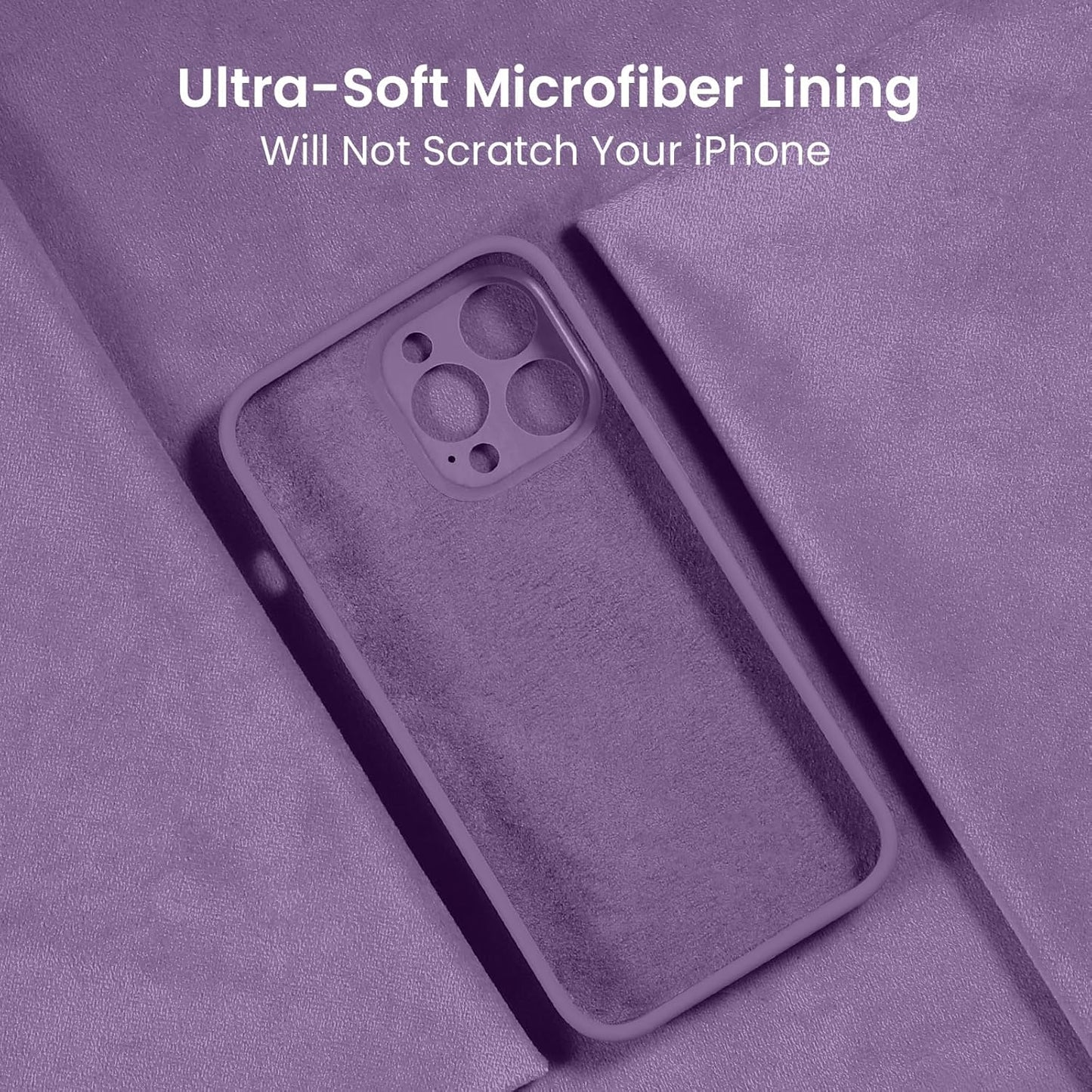 FireNova for iPhone 14 Pro Case, Silicone Upgraded [Camera Protection] Phone Case with [2 Screen Protectors], Soft Anti-Scratch Microfiber Lining Inside, 6.1 inch, Light Purple