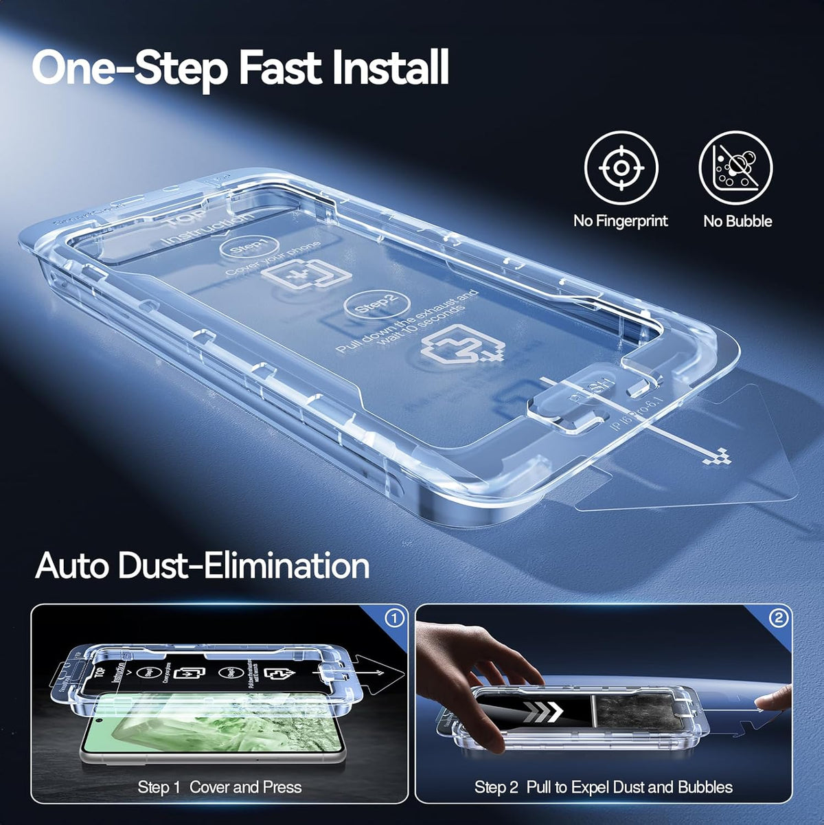 SMARTDEVIL [3+3 Pack for Google Pixel 8 Screen Protector with Camera Lens Protector, Finger Print Reader Compatible, Fast & Easy Installation, Clear 9H Tempered Glass Film, Alignment Frame