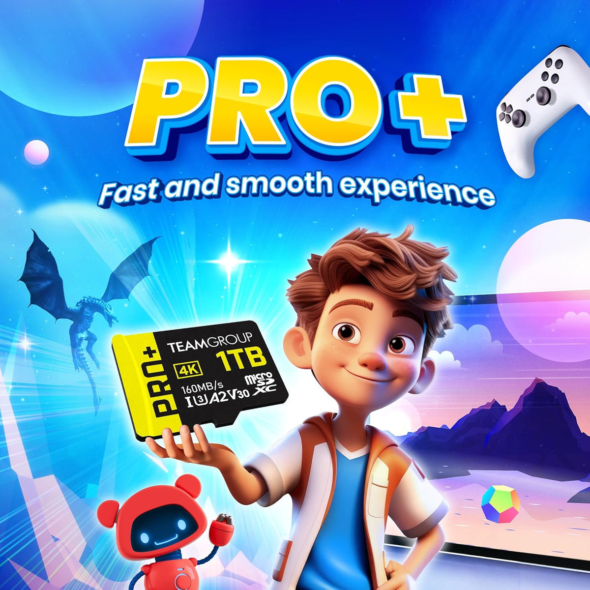 TEAMGROUP A2 Pro Plus Card 128GB x 5 Pack Micro SDXC UHS-I U3 A2 V30, R/W up to 160/110 MB/s for Nintendo-Switch, Gaming Devices, Tablets, Smartphones, 4K Shooting, with Adapter TPPMSDX128GIA2V3003