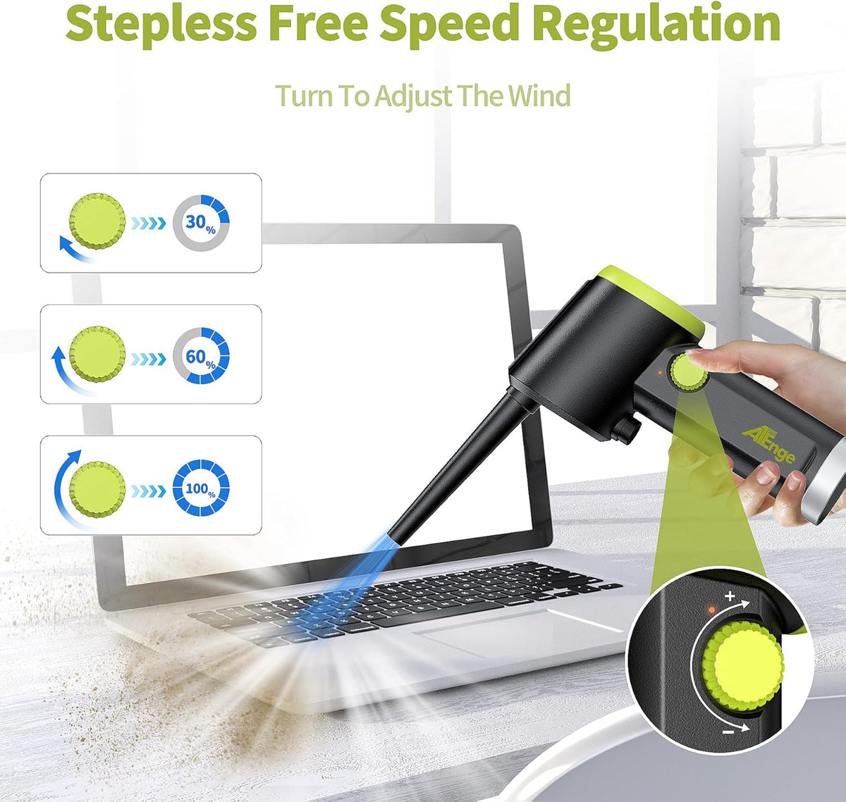 Compressed Air Duster, Electric Air Duster, Handheld Cordless Air Duster, Stepless Speed Motor, 6000mAh Rechargeable Air Blower, Type-C Fast Charge, for Computer, Keyboard, Pet House…