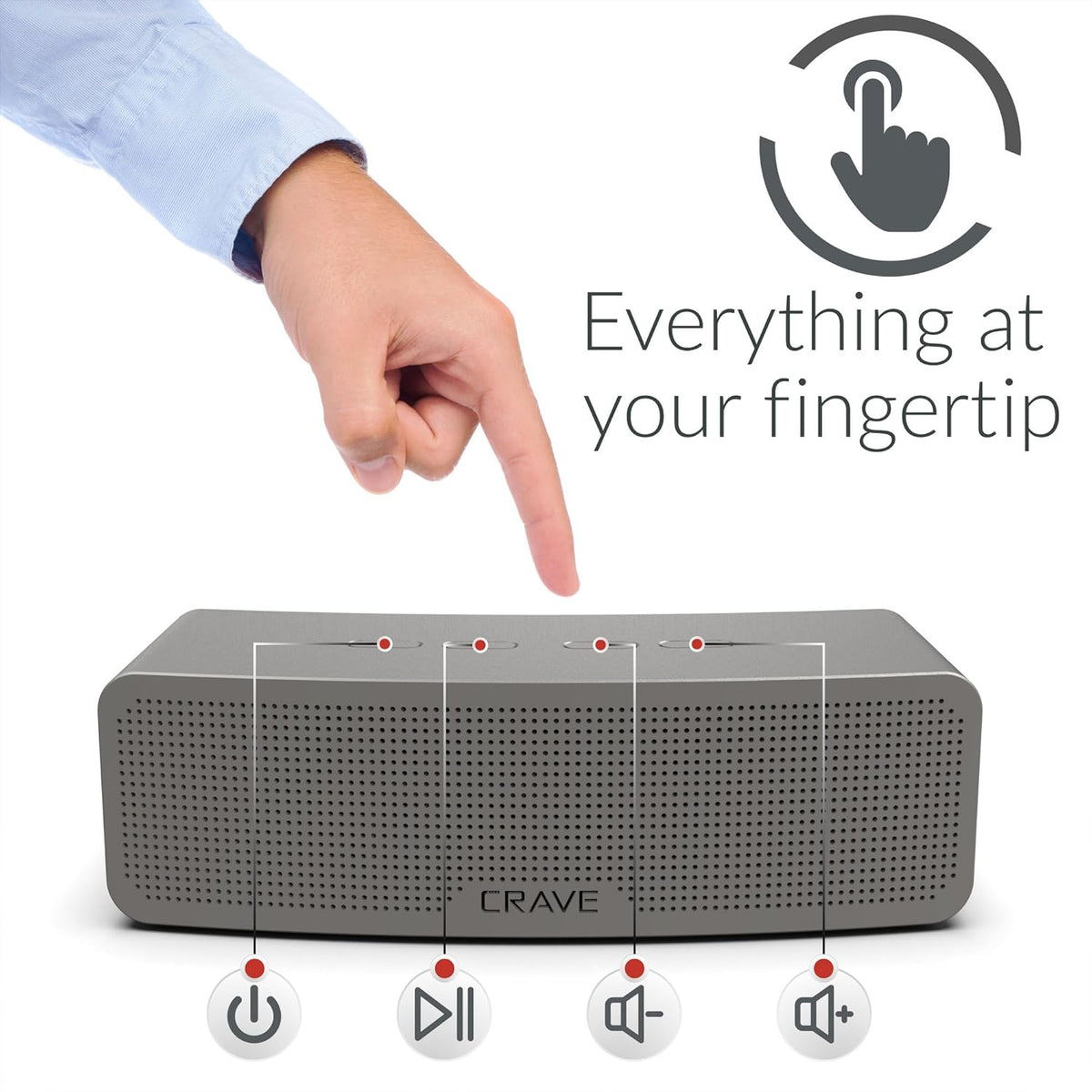 Crave Curve Portable Bluetooth Wireless Intelligent Speaker with Enhanced Bass, Built-in Microphone and Speakerphone