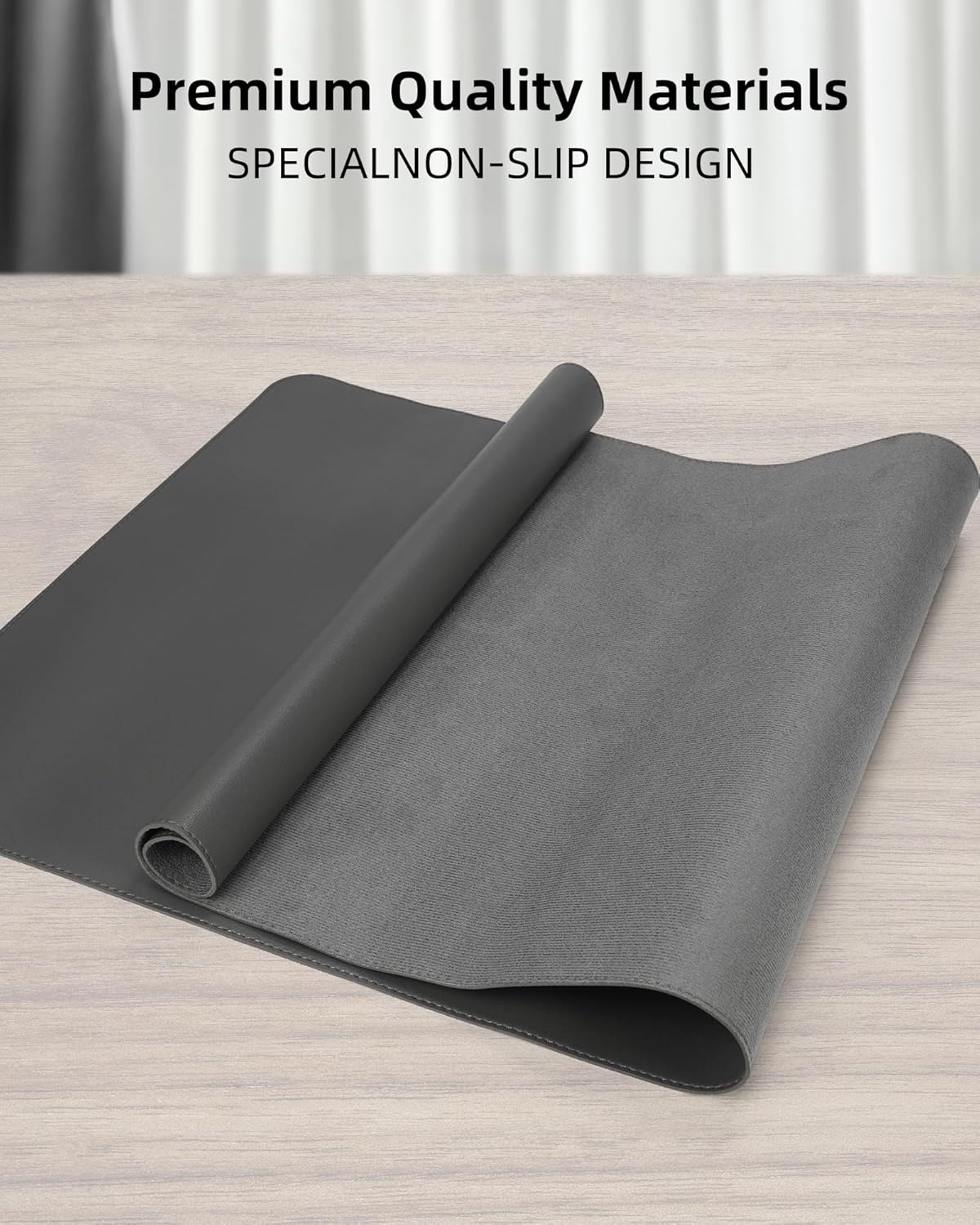 Leather Desk Pad Protector, Mouse Pad, Office Desk Mat, Non-Slip PU Leather Desk Blotter, Laptop Desk Pad, Waterproof Desk Writing Pad for Office and Home (Dark Grey, 31.5" x 15.7")