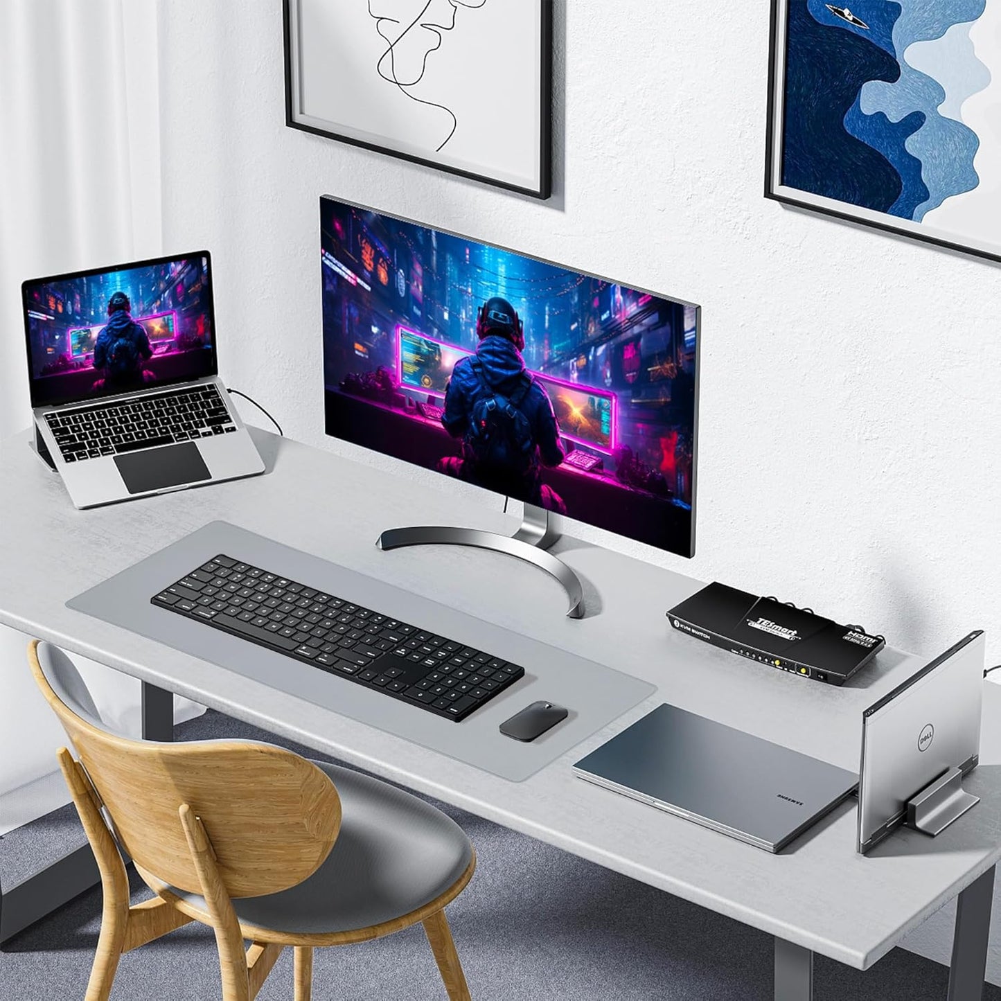 ALOANES Waterproof Mouse Pad with Durable Stitched Edge, Large Gaming Keyboard Pad, Non-Slip Rubber Base Mouse Mat, Extended Desk pad for Gamer, Office & Home, Gray Mousepad 27.6''x11.8''x0.12''