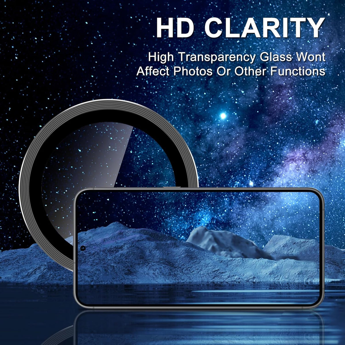 for Samsung Galaxy S25 Plus Camera Lens Protector, Individual Metal Ring Tempered Glass Lens Cover, [Strong Adsorption] Scratch Resistant Ultra-Thin HD Clear Lens Cover, 1 Set-Black
