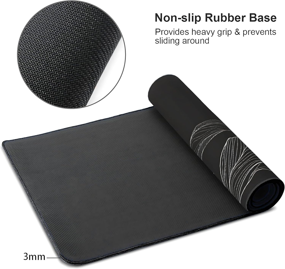 Black and White Mountain Large Mouse Pad,Gaming Keyboard Desk Pad,Extended Mouse Mat Non-Slip Rubber Base with Stitched Edges for Office Game Home XXL 35.4"x15.7"