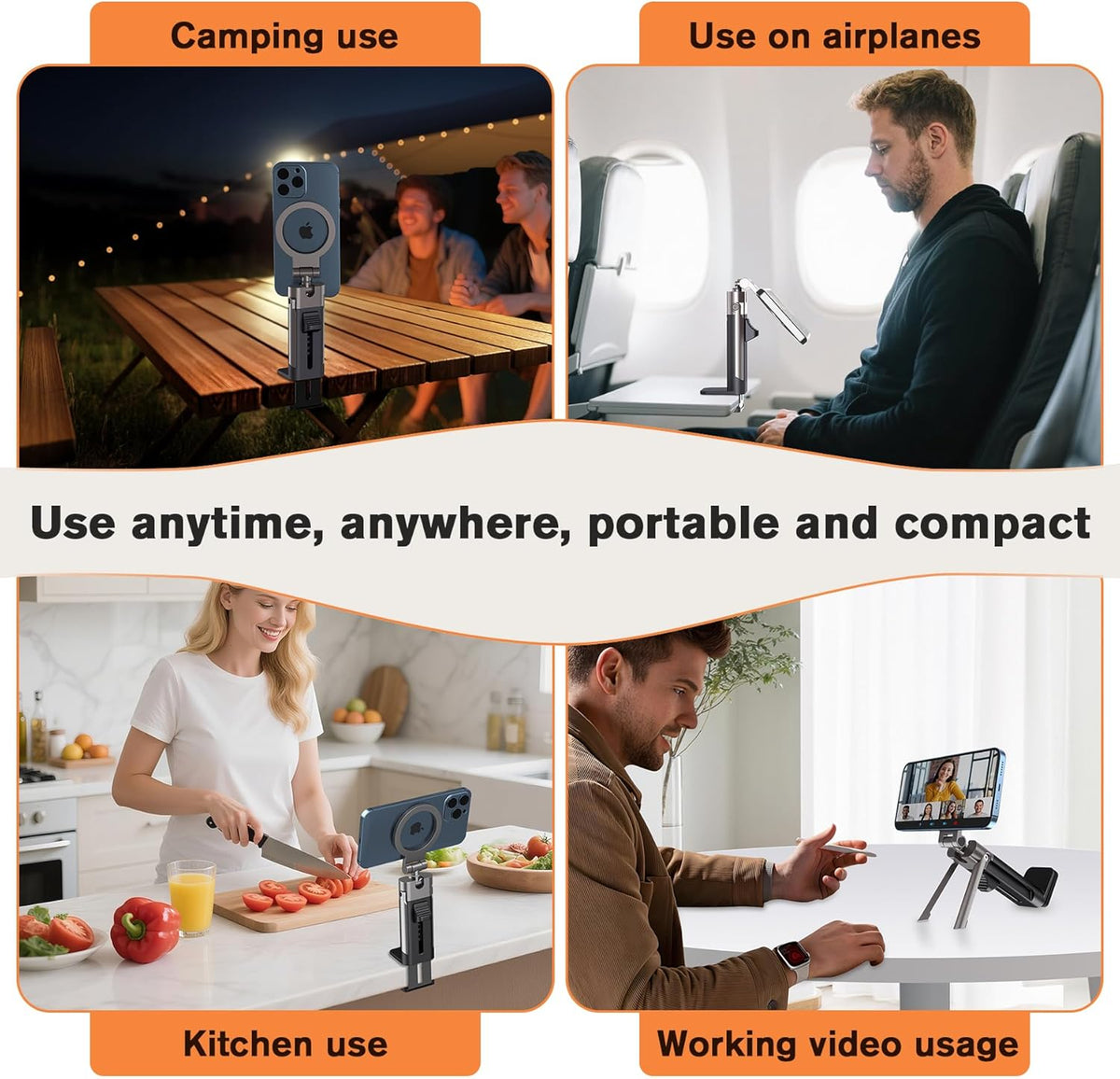 Airplane Phone Holder Mount,360° Adjustable Hands-Free Mount,Handsfree Airport Mount Long Flight Must Haves for Woman Man Fits iPhone 16 15 14 Pro Max Series