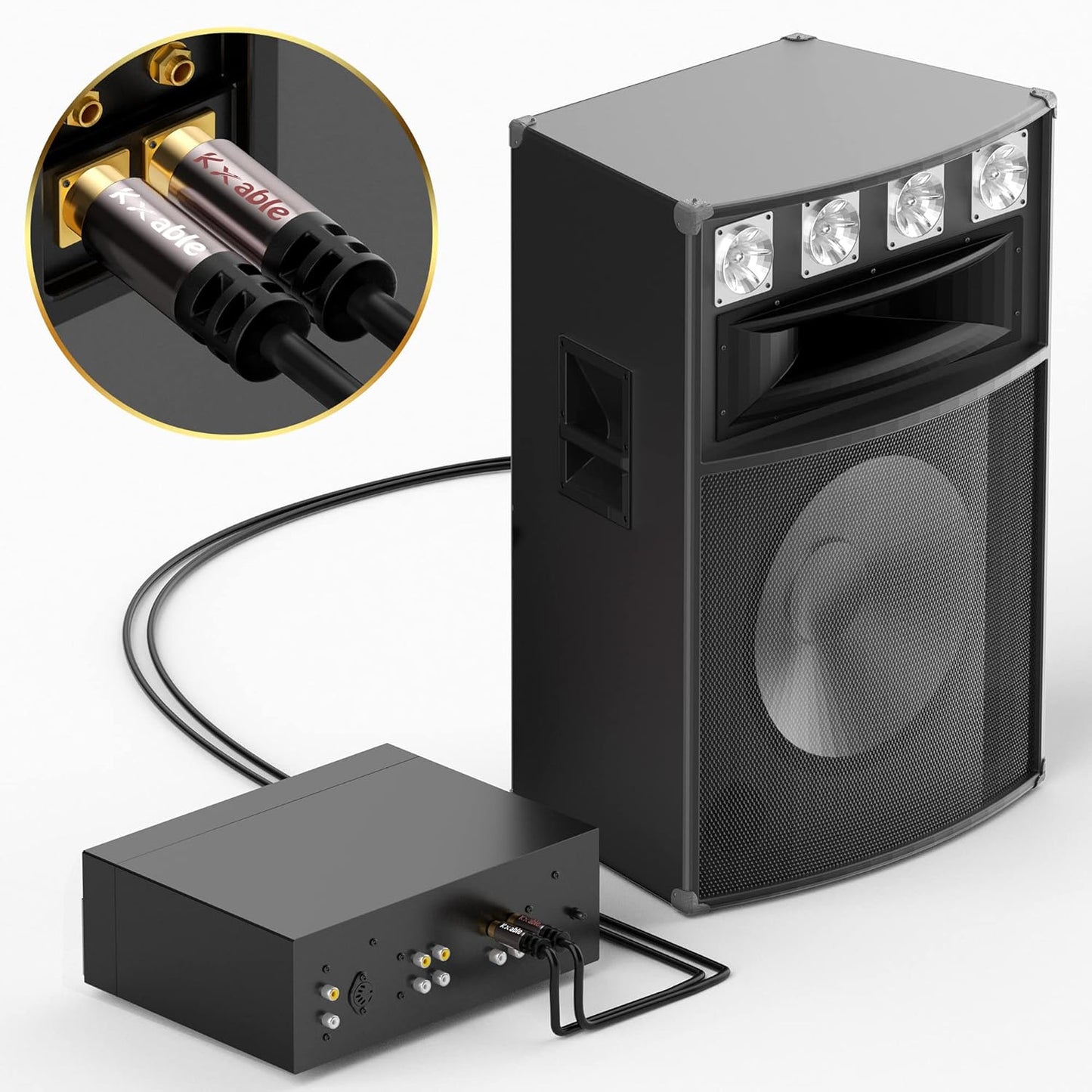 RCA Cable 35FT, 2RCA Male to 2RCA Male Stereo Audio Cable,【Oxygen-Free Copper, Hi-Fi Sound, Double Shielded】 2 RCA Car Audio Subwoofer Cord for Home Theater, HDTV, Amplifier, Hi-Fi System, Speaker