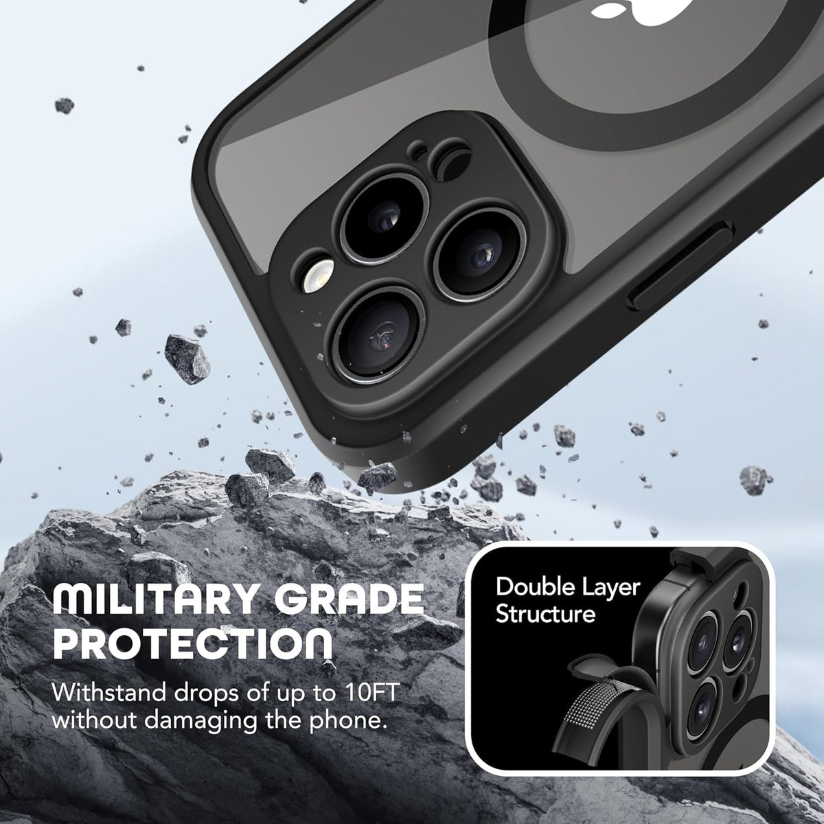 Magnetic for iPhone 15 Pro Max Case, Compatible with MagSafe, Built-in Privacy Screen Protector and Camera Protection, Anti Spy Full Body Dustproof Shockproof Hard Phone Case 6.7", Black