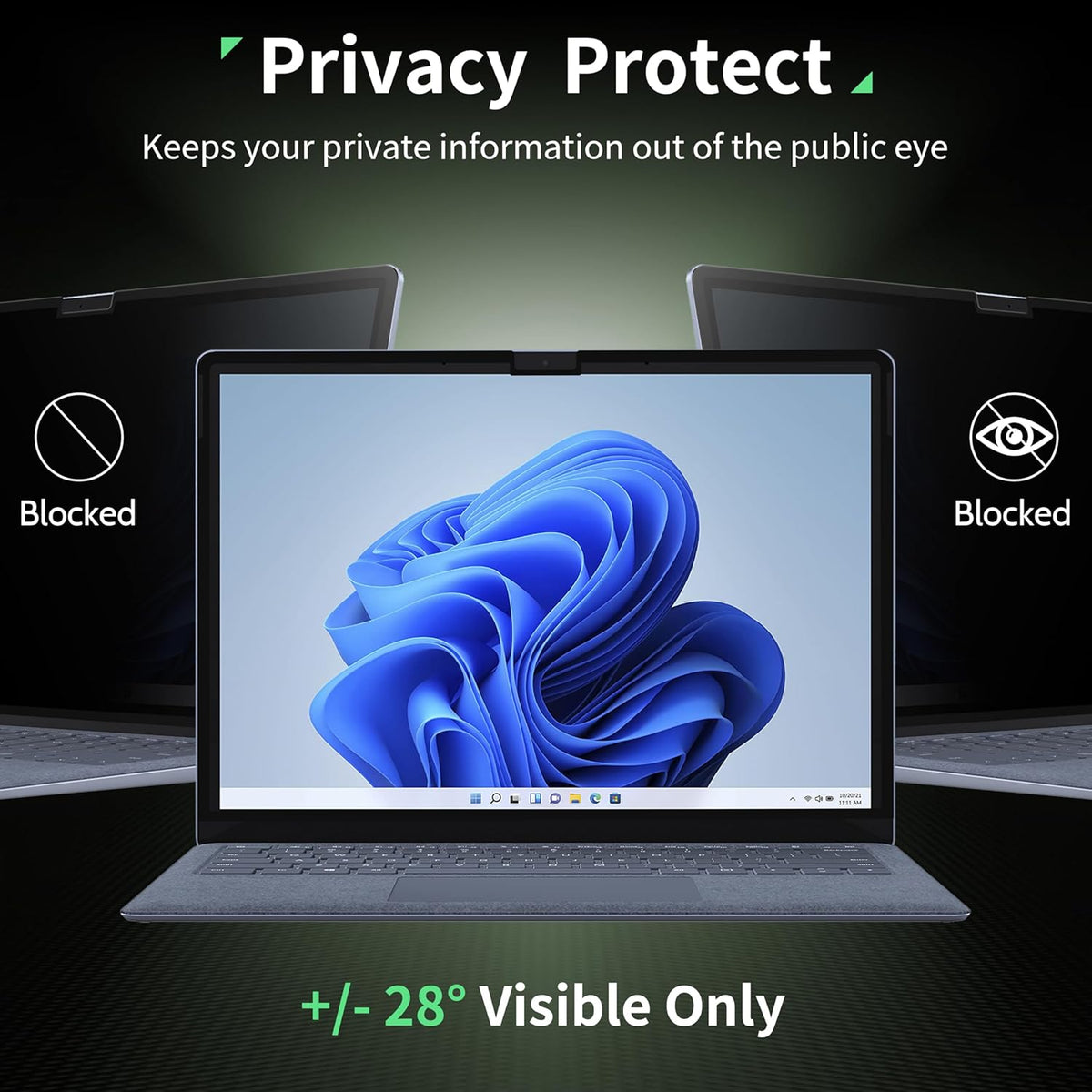 Privacy Screen Protector for Surface Pro 11/10/9/8/X -13 Inch, Anti Glare Filter, Anti Blue Light Film, Nano Removable Shield Microsoft Pro 9 Accessories, Reusable Cover Matte Bubble Free Guard