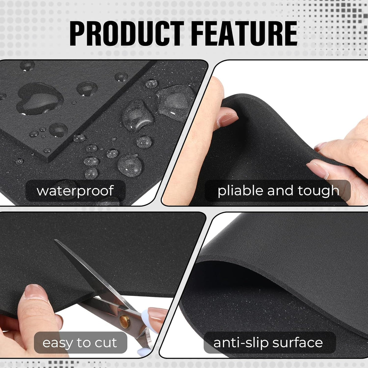 Keyboard Foam for Mechanical Keyboard, Sound Dampening Foam Free Cutting Key Board Mat Foams Black for Key Board Bottom Office Desk Home, 20 x 6 (3mm Thick)