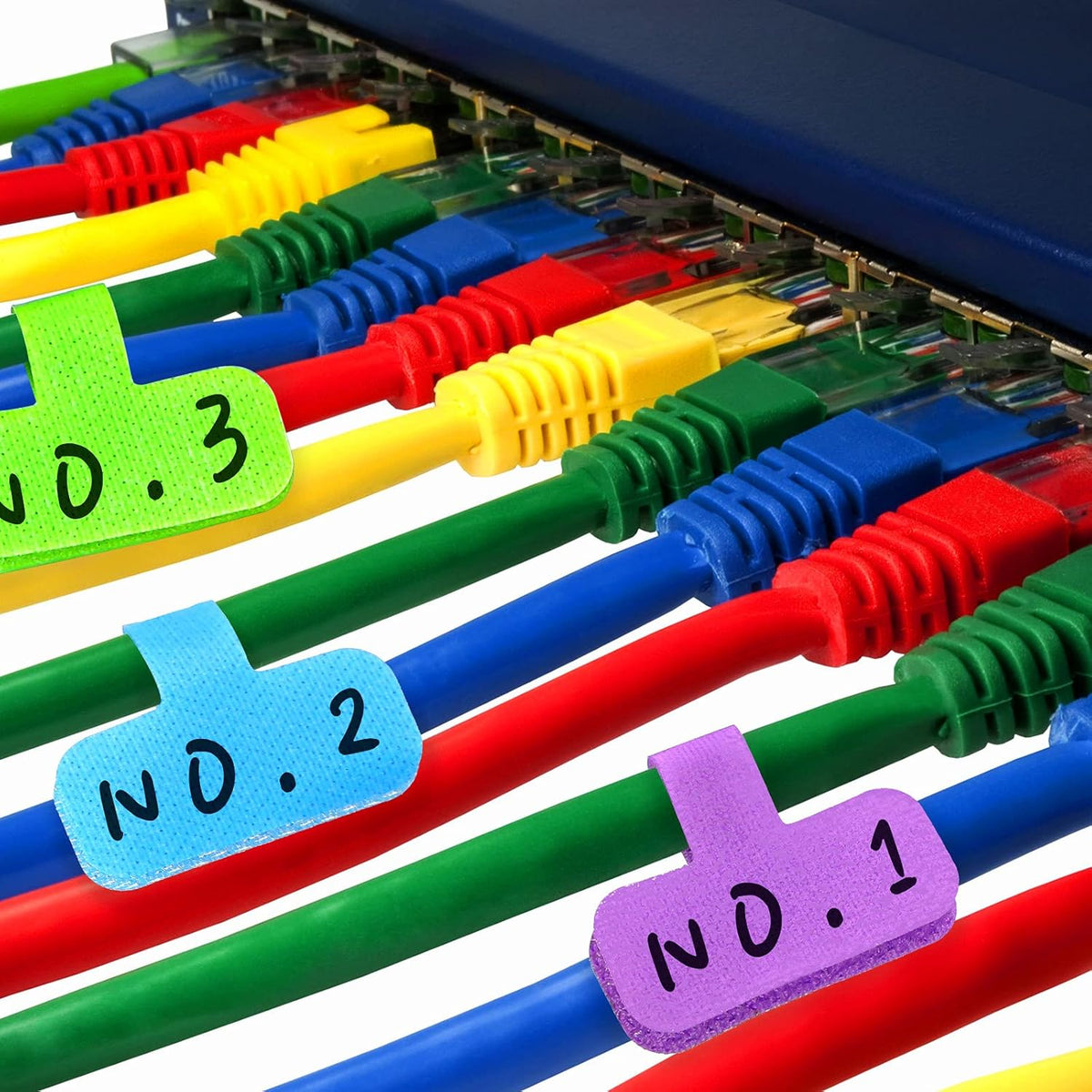 80 Pieces Self-Adhesive Cable Labels Multi-Color Cord Wire Labels, Nylon Writable Oval Tags, Hook and Loop Wire Tags for Cable Management, Computers and More