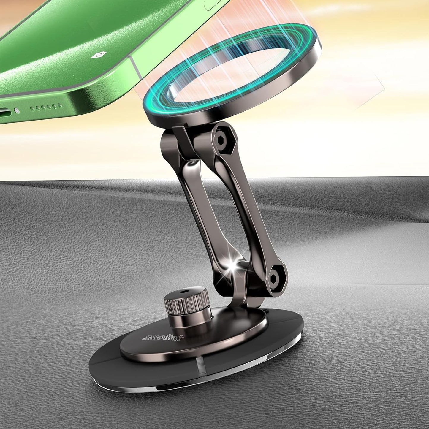 Smolink Magnetic Car Phone Holder, Zinc Alloy Material for Magsafe Car Mount Never Drop, Universal 360°Pro Adjustable Car Phone Holder Mount for iPhone 16 Pro Max 15 14 13 Series All Phones, Green