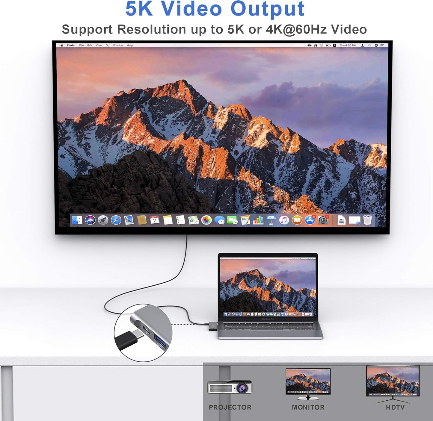 USB C Adapter for MacBook Pro/Air M1 M2 M3 2021 2020 2019 13" 15" 16", 6 in 1 USB-C Hub MacBook Pro Accessories with 3 USB 3.0 Ports,USB C to SD/TF Card Reader and 100W Thunderbolt 3 PD Port