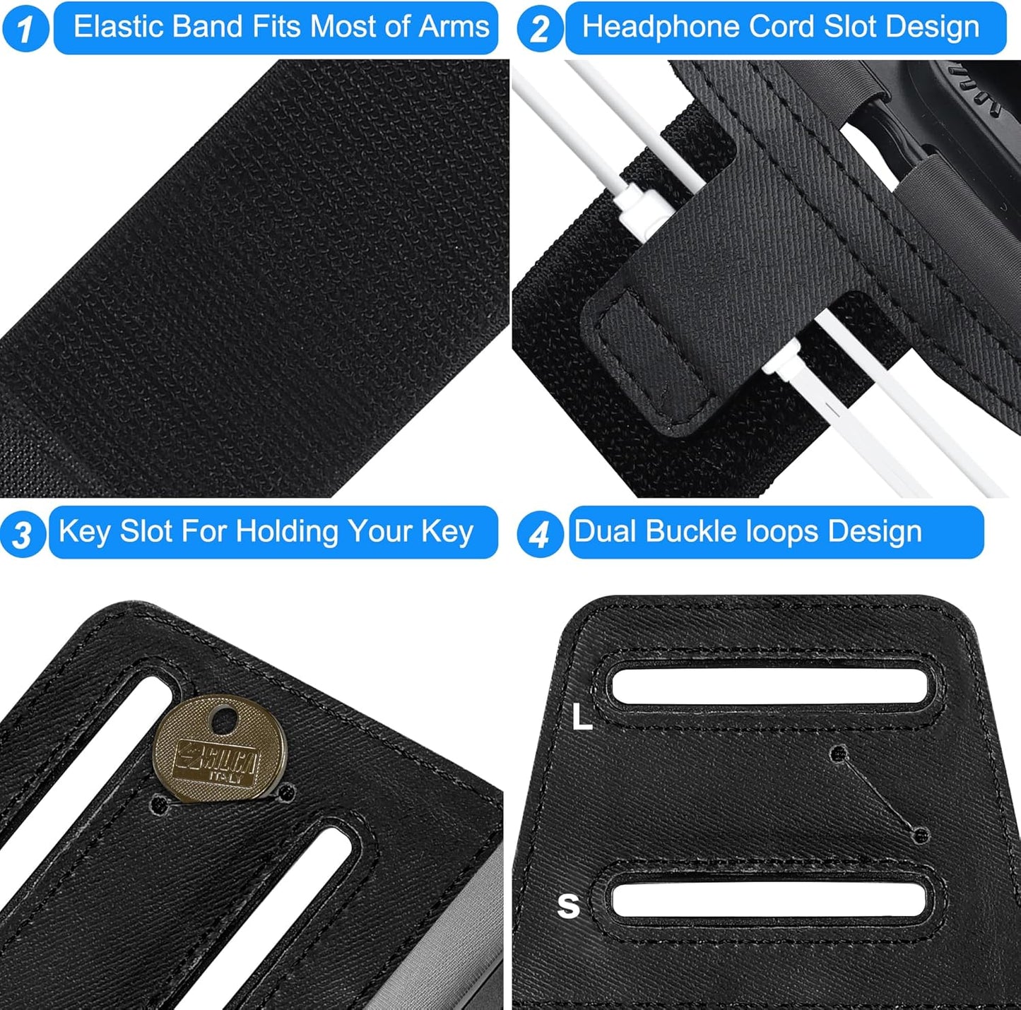 Cell Phone Running Armband - Detachable & 360° Rotatable Universal Cellphone Arm Band for iPhone 16 15 14 13 12 Pro Max Plus Samsung Galaxy Note S24 S23 for Workout Exercising Walking Jogging