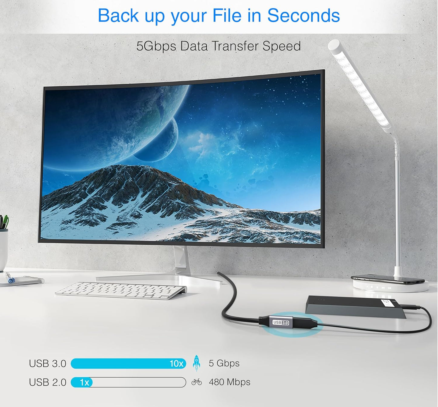 BlueRigger USB 3.0 Extension Cable (10FT, 5 Gbps, Type A Male to Female Adapter Cord) - Long USB Repeater Extender for VR Headset, Printer, Hard Drive, Flash Drive, Keyboard, Mouse, Xbox
