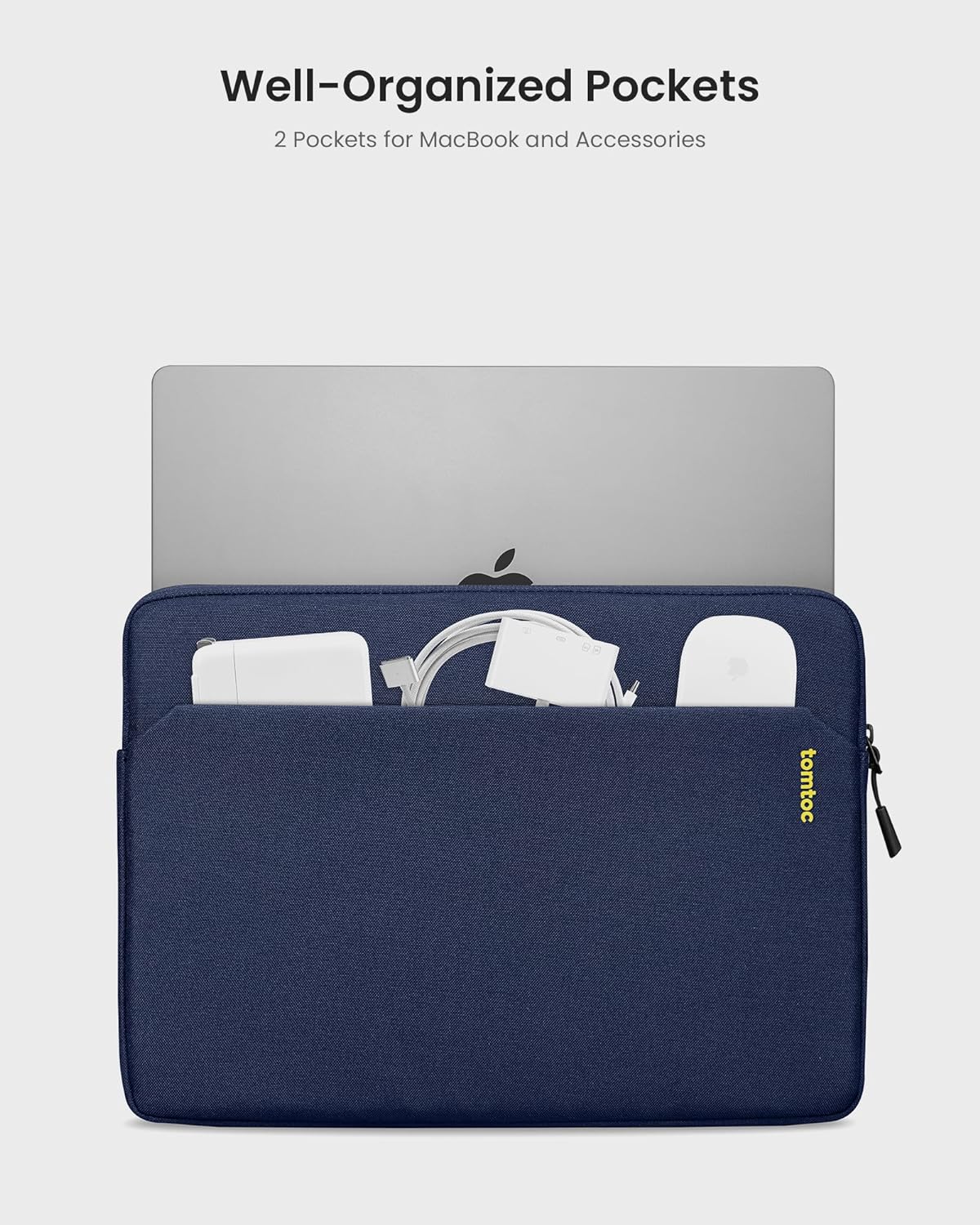 tomtoc Slim Laptop Sleeve Case for 13-inch New MacBook Air M4/A3420 M3/A3113 M2/A2681, M1/A2337 2025-2018, MacBook Pro M2/M1, Water-Resistant Protective Carrying Case with Accessories Pocket