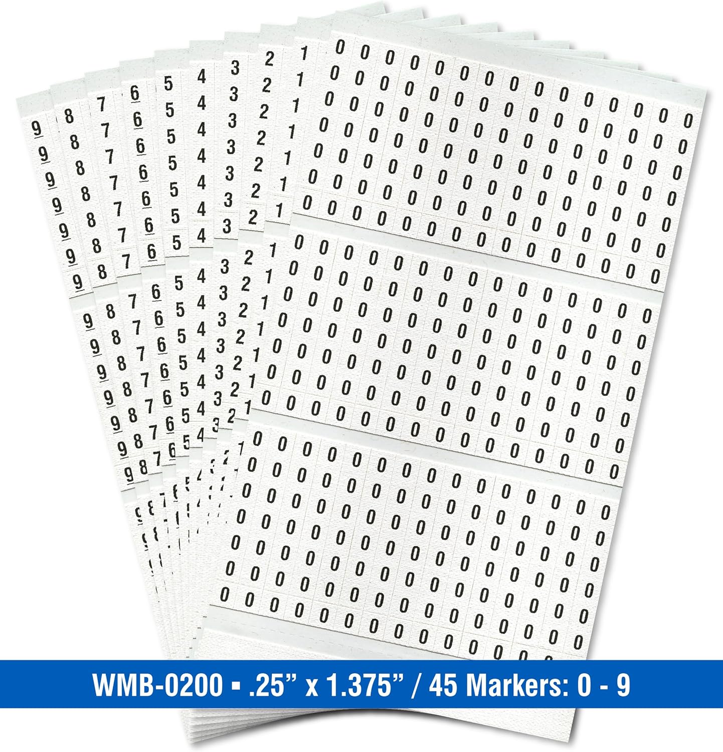 Premium Wire Marker Book for Cable Management, Vinyl-Coated, High-Tack Adhesive, Electric Panel Wire Label Stickers - 10 Pages, 1 Book, Numbered 0-9 (Pack of 1)