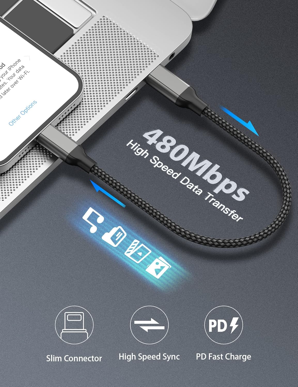 1ft USB C to Lightning Cable Short, [Apple MFi Certified] 2Pack USB C iPhone Charger PD Fast Charging, 12inch Nylon Braided Type C to Lightning Cord for iPhone 14 13 12 11 Pro Max Mini XR XS 8 SE iPad