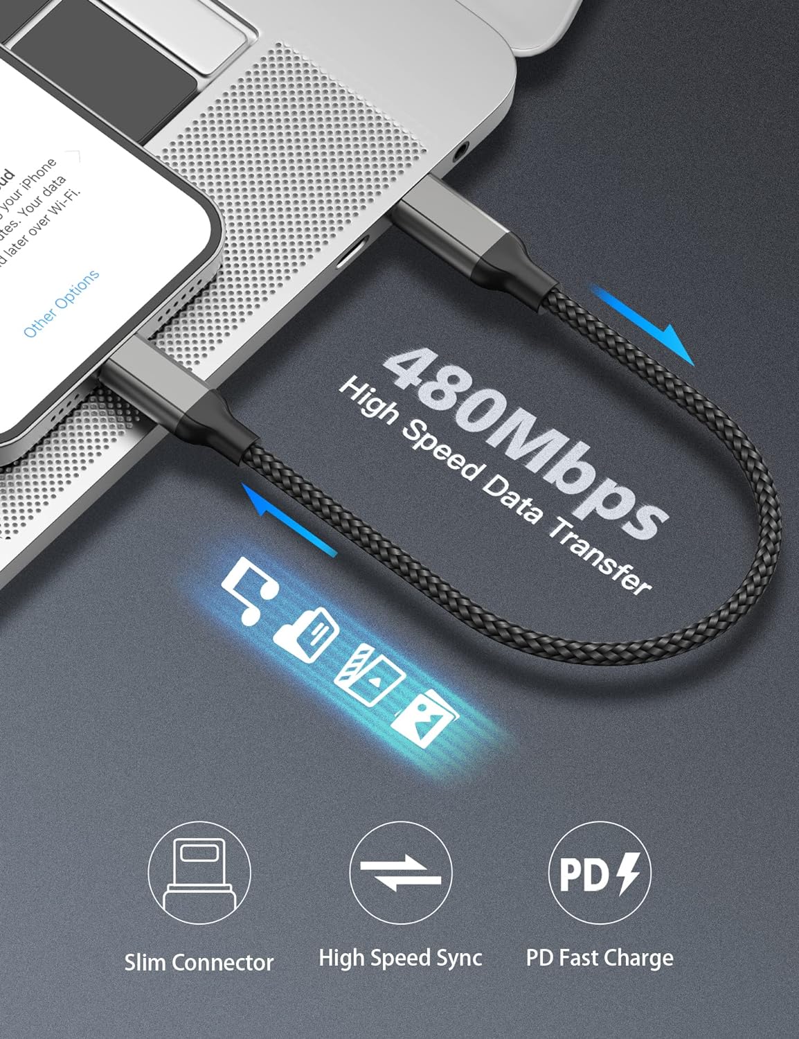 6 inch USB C to Lightning Cable Short, 0.5ft 2Pack Type C to Lightning Cord Power Delivery Fast Charging,[MFi Certified]Nylon Braided USB C iPhone Charger for iPhone14 13 12 11 Pro Max XR XS 8 SE iPad
