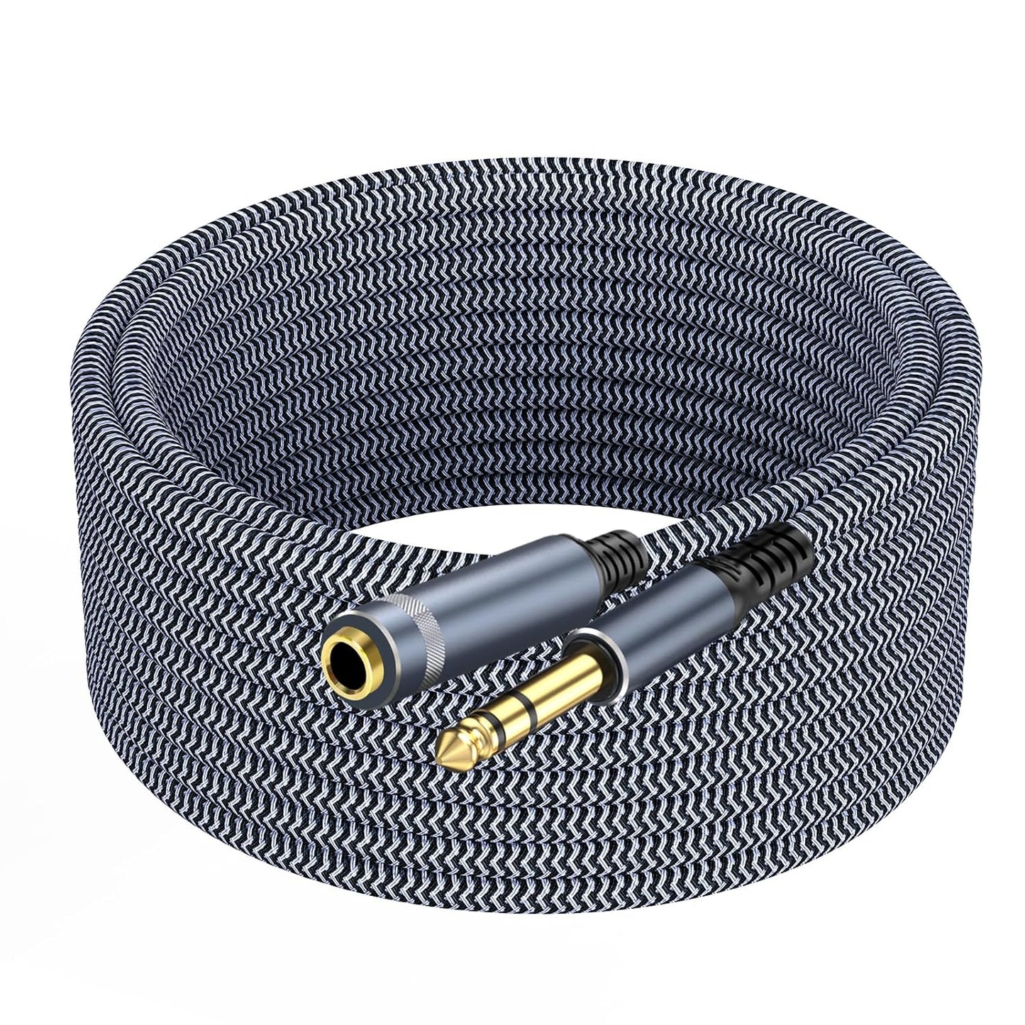 1/4 inch Extension Cable 40ft, 1/4"" inch Male to Female Stereo Headphone Guitar Extension Cable, Quarter inch Headphone Extension Cable, Grey