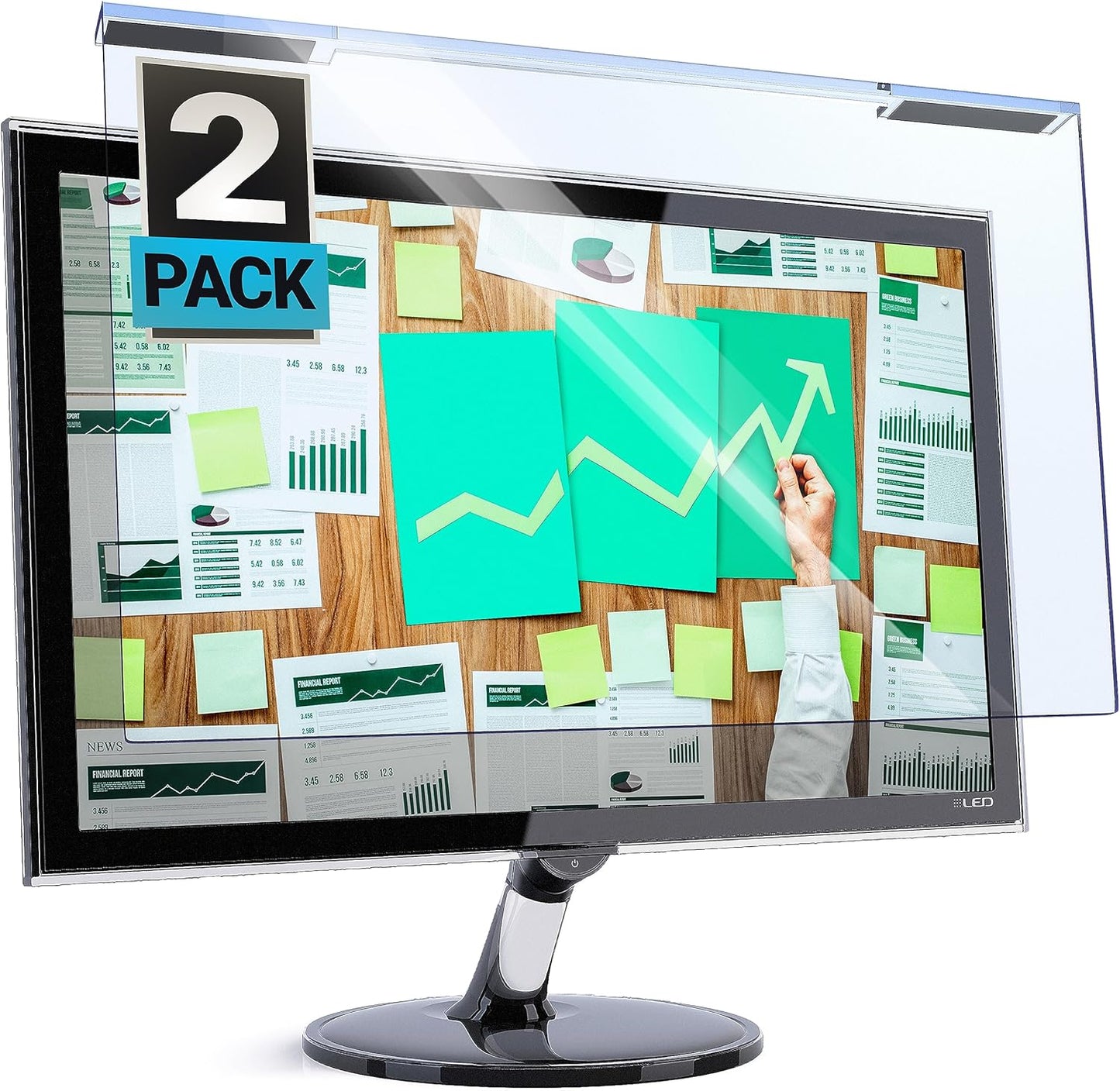 VINTEZ Blue Light Screen Protector for 24 Inch Computer Monitor and Laptop – Anti-UV Blue Light Blocking Film for Desktop PC, Eye Protection Filter, 21.2" x 12.6", 2 Pack