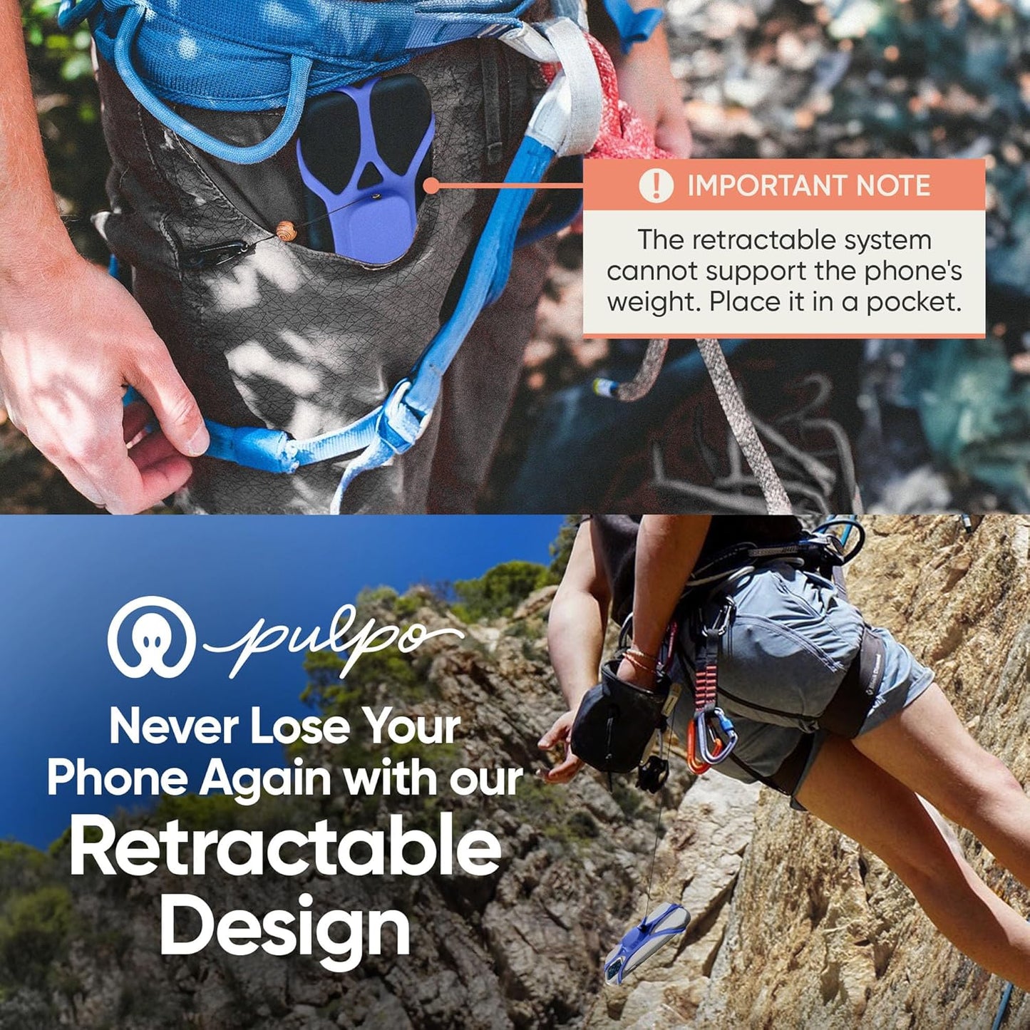 Pulpo Phone Leash Ash Lavender Fits Smartphones Up to 6.8" - Retractable Anti Theft Phone Tether for Skiing & Kayak Tether, Pickpocket Proof Cellphone Lanyard, Anti-Theft Cellphone Leash for Festival