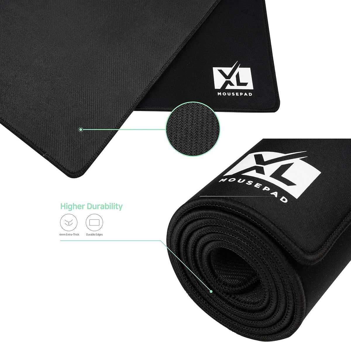 Big Desk Mouse Pad Extra Large for Gaming(60'' x 30'') - Super Thick Giant Mousepad for Full Desk with Rubber Base (Black, 4XL)