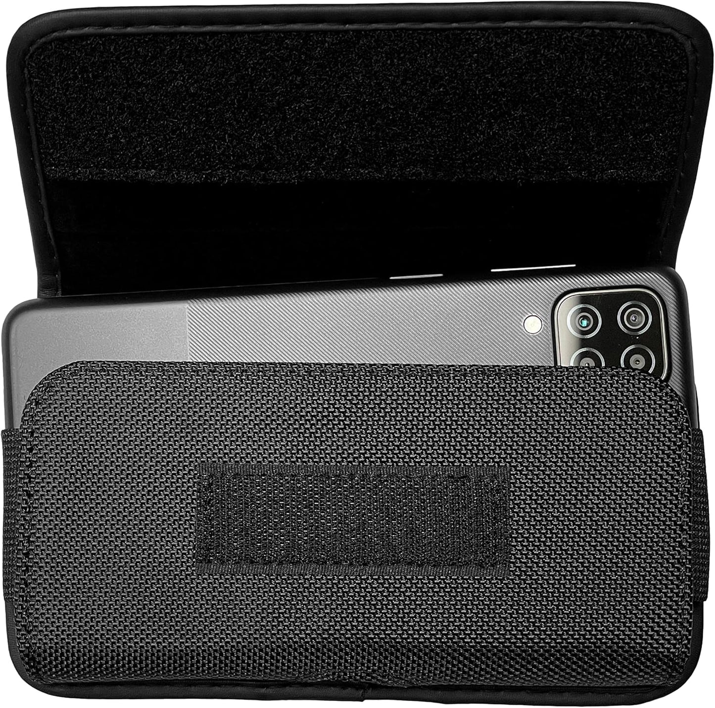 Nylon Cellphone Holster for iPhone SE (4.7"), iPhone 5, 5S - Horizontal Case Canvas Waist Carrying Pouch with Belt Clip/Loops, Black