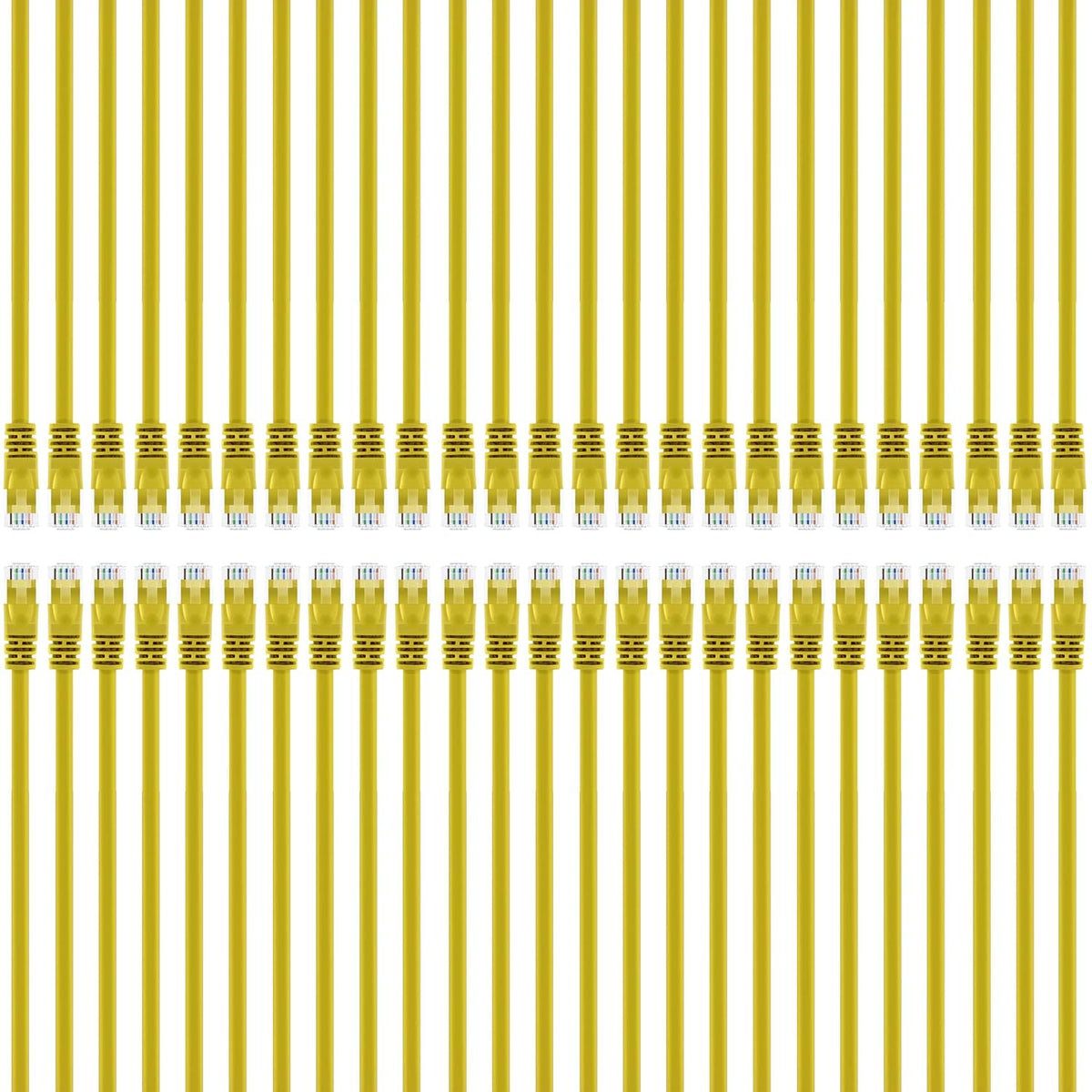 GearIT 50-Pack, Cat5e Ethernet Patch Cable 1 Foot - Snagless RJ45 Computer LAN Network Cord, Yellow - Compatible with 48 Port Switch POE Rackmount 48port Gigabit