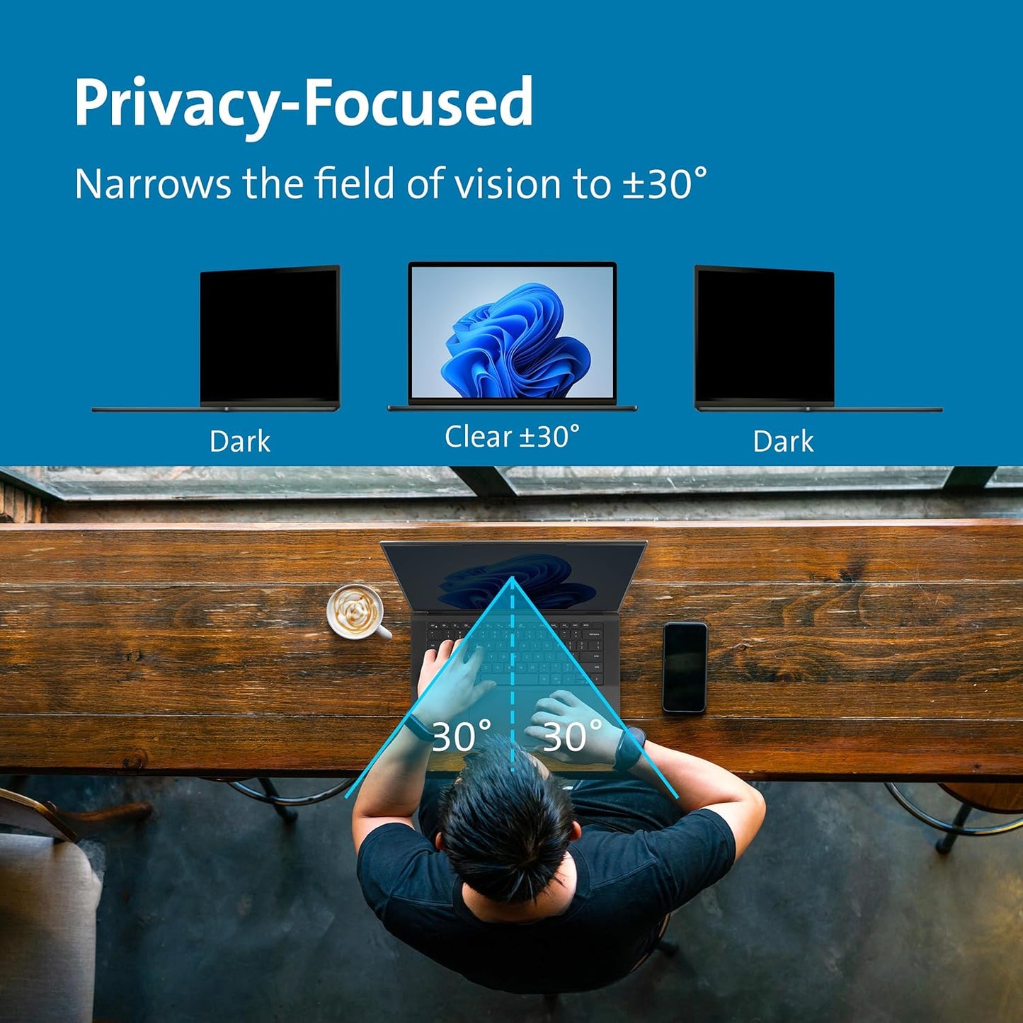 Kensington MagPro™ Magnetic Laptop Privacy Screen 16 inch, Removable 16:10 Laptop Privacy Filter Shield, Anti-Glare, Blue Ray Reduction, Compatible with HP/Dell/Acer/Asus/Lenovo (K55256WW)